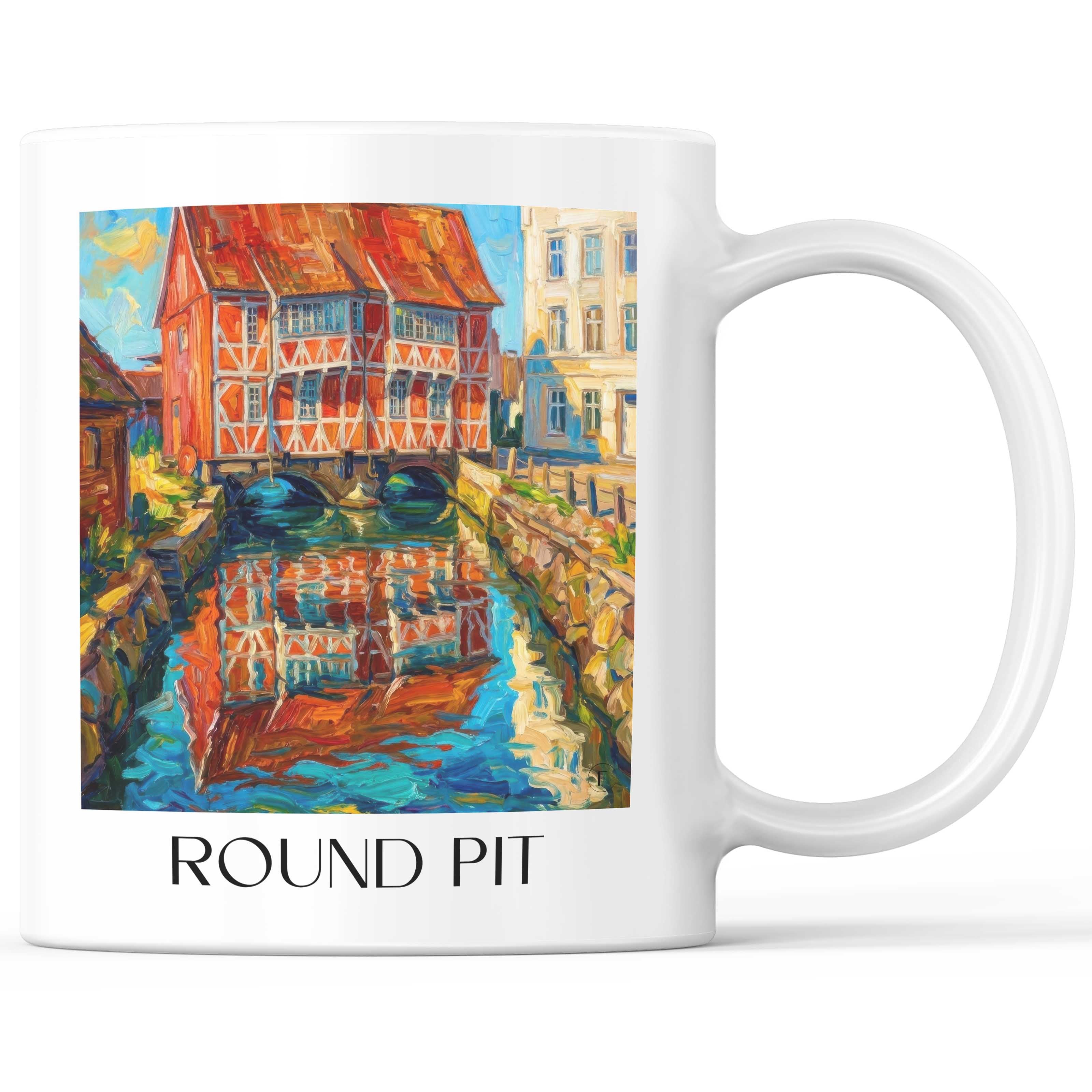 Runde Grube Kaffeebecher - Wismar - Deutschland Becher - Kaffeetasse im Ölgemälde Stil
