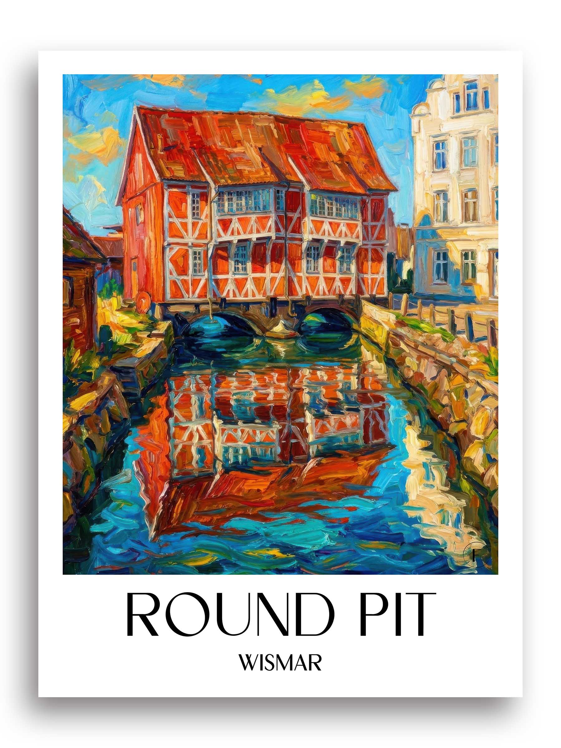 Runde Grube Poster - Wismar - Deutschland Kunstdruck - Ölgemälde von A4 bis A1