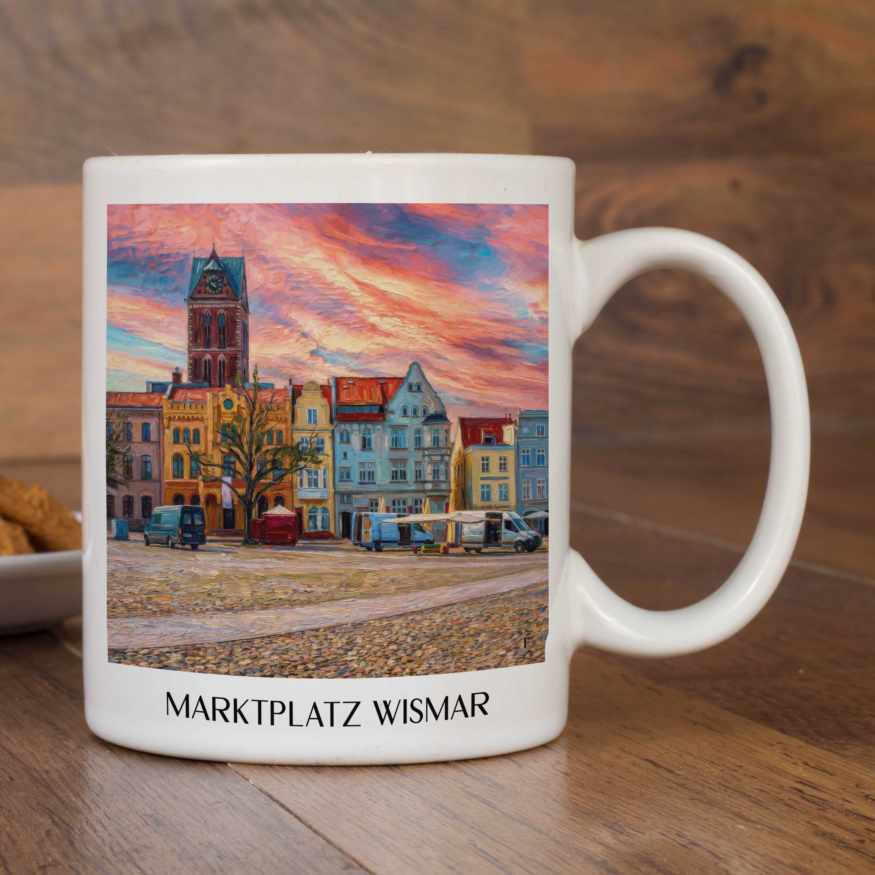 marktplatz-wismar-deutschland-kaffeebecher-oil-painting-oelgemaelde