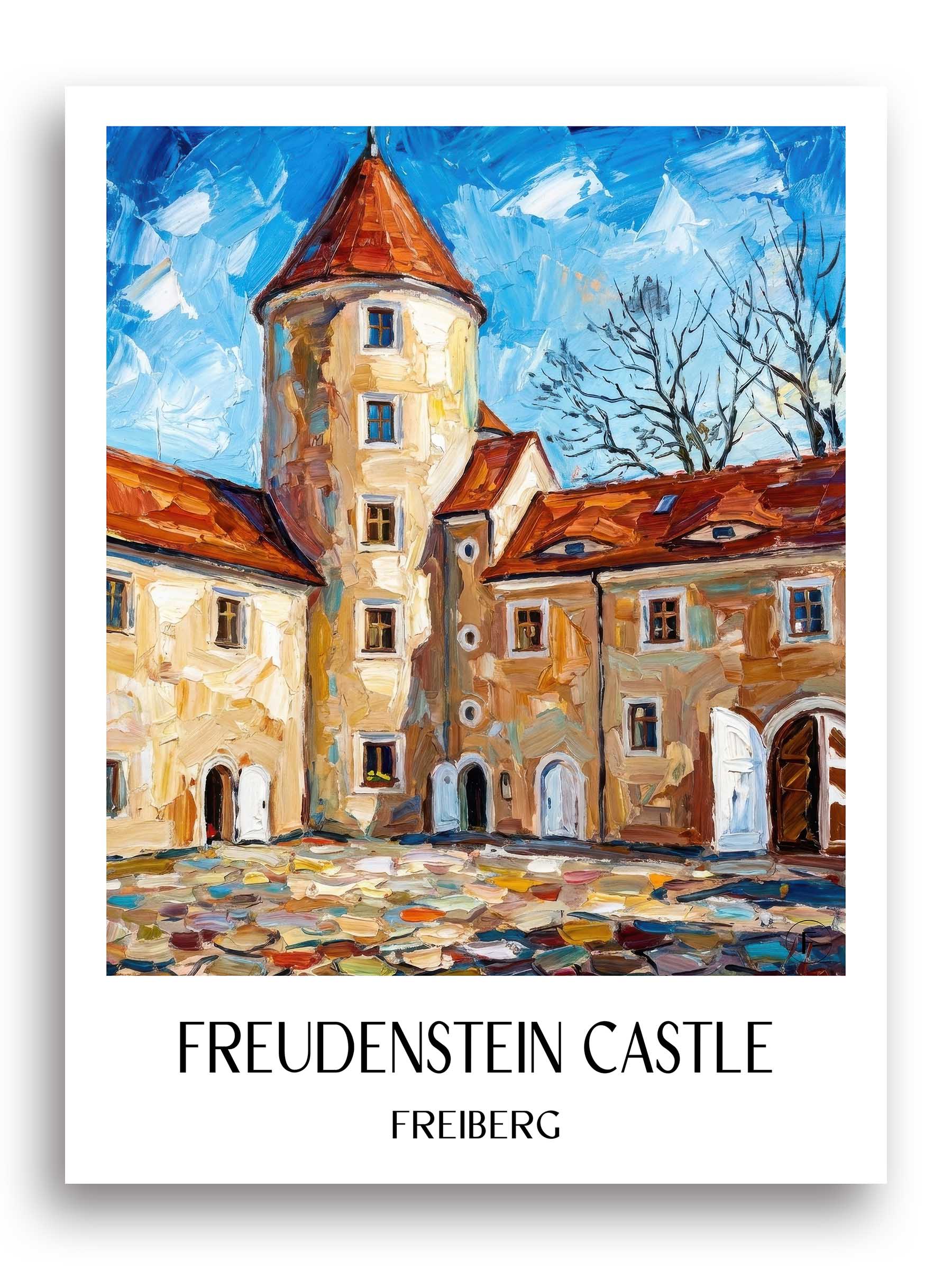 Schloss Freudenstein Poster - Freiberg - Deutschland Kunstdruck - Ölgemälde von A4 bis A1