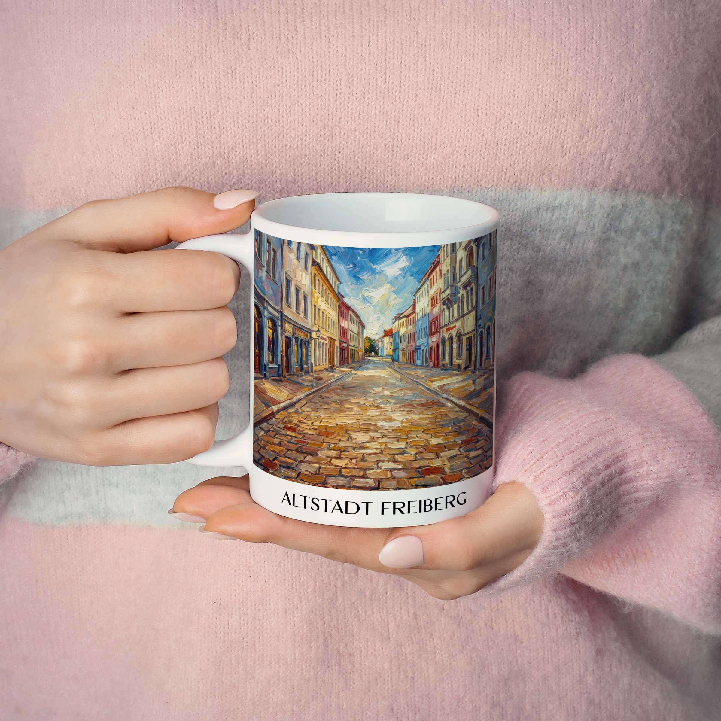 altstadt-freiberg-deutschland-kaffeebecher-oil-painting-oelgemaelde