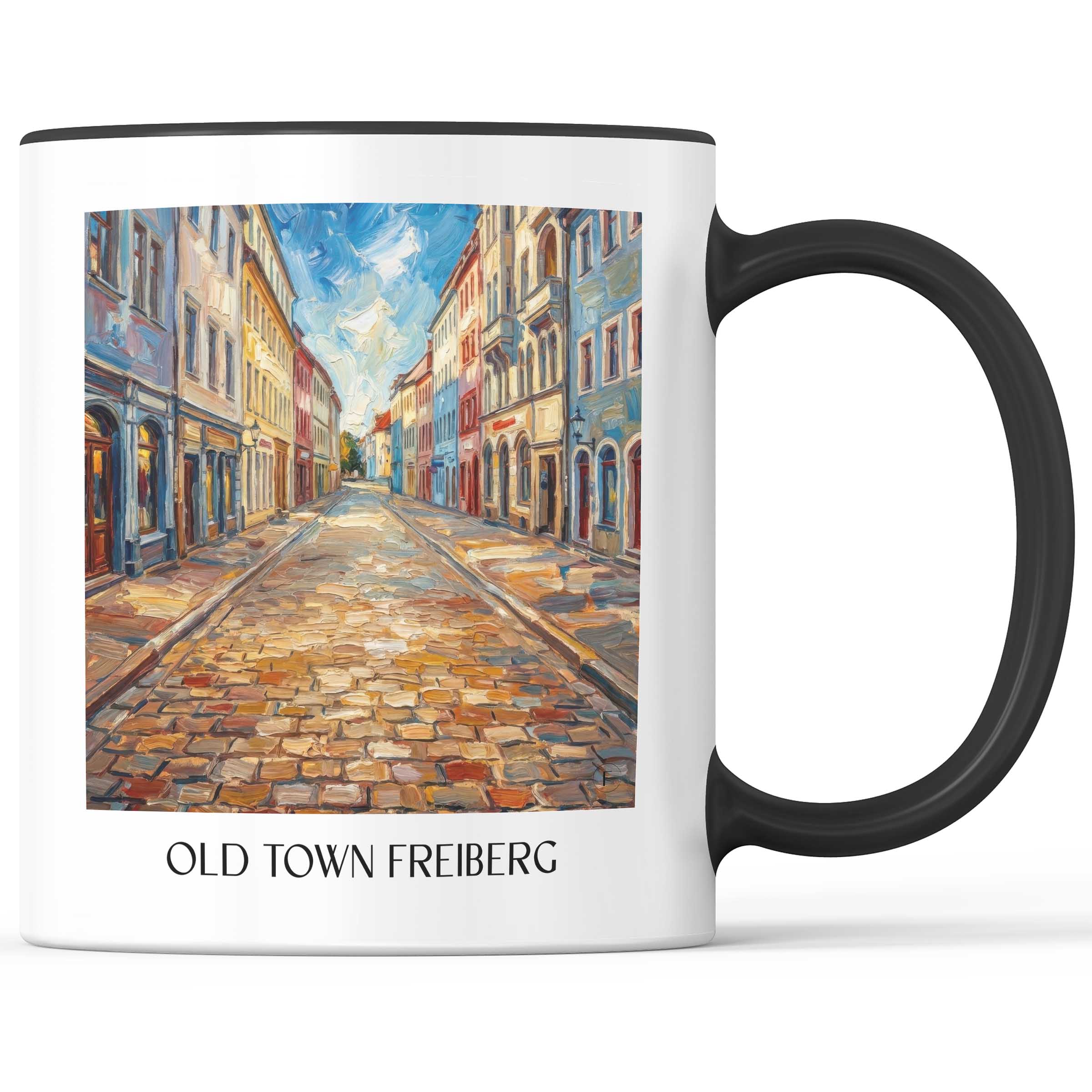 Altstadt Kaffeebecher - Freiberg - Deutschland Becher - Kaffeetasse im Ölgemälde Stil
