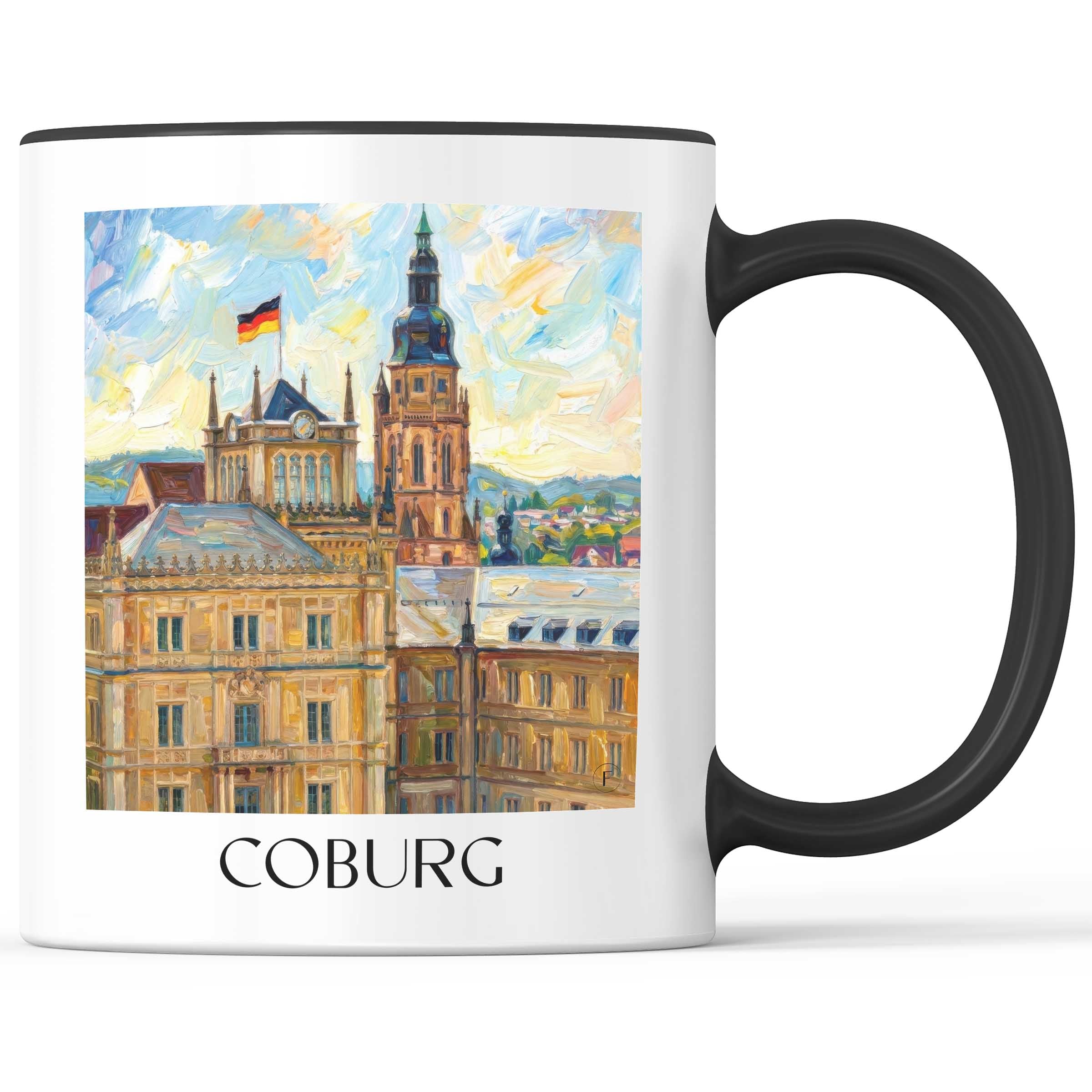 Coburg Kaffeebecher - Oberfranken - Deutschland Becher - Kaffeetasse im Ölgemälde Stil