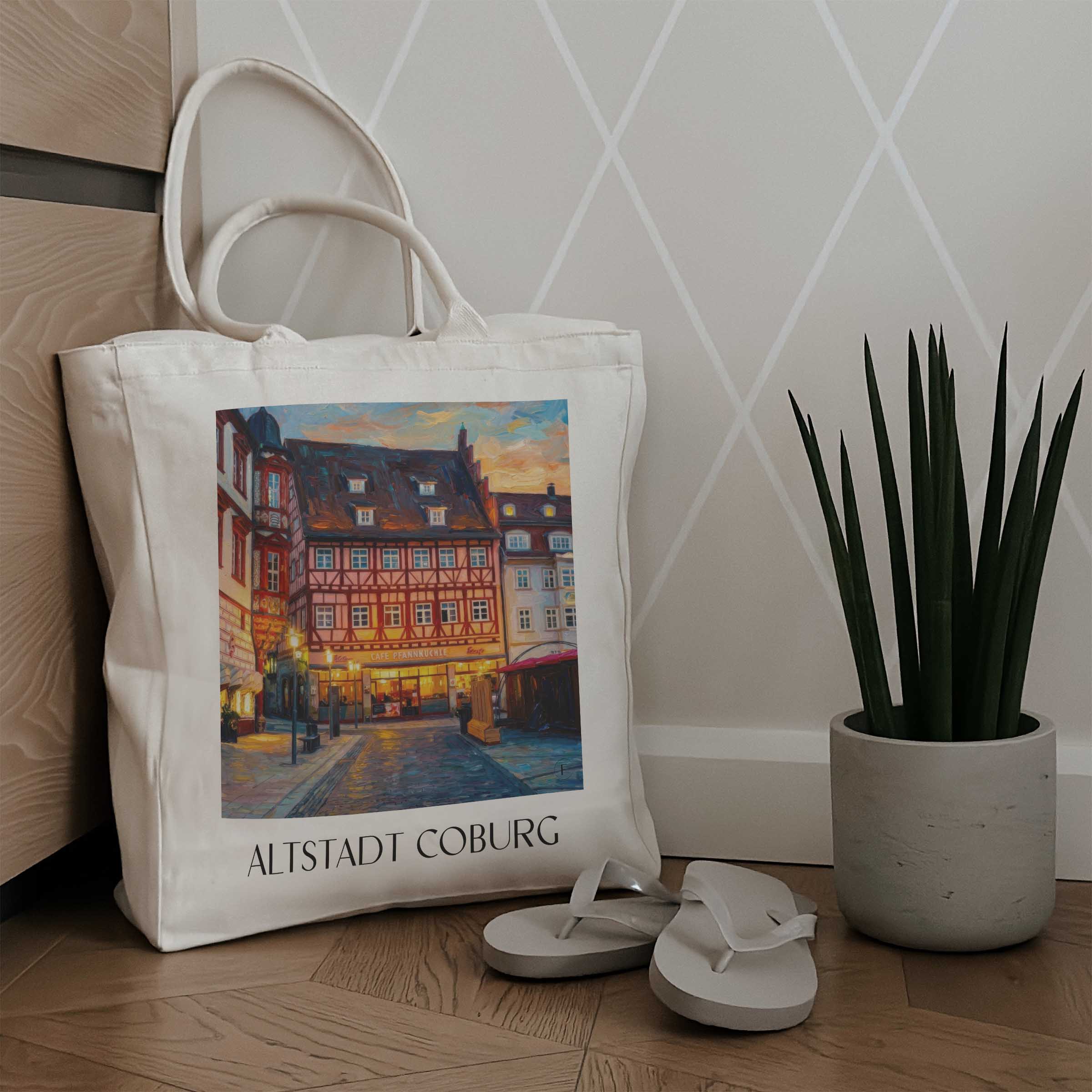 altstadt-coburg-deutschland-einkaufstasche-oil-painting-oelgemaelde