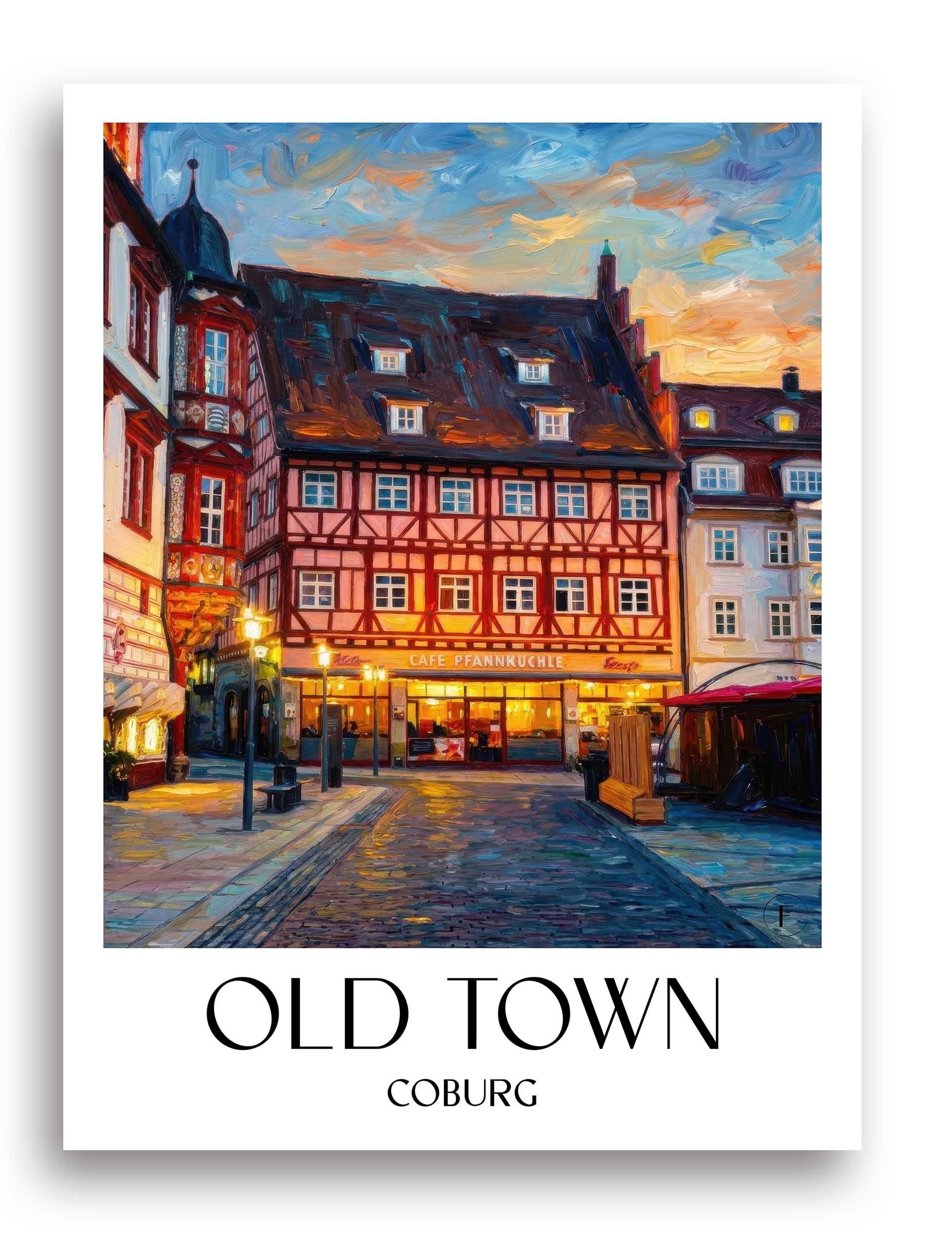 Altstadt Poster - Coburg - Deutschland Kunstdruck - Ölgemälde von A4 bis A1