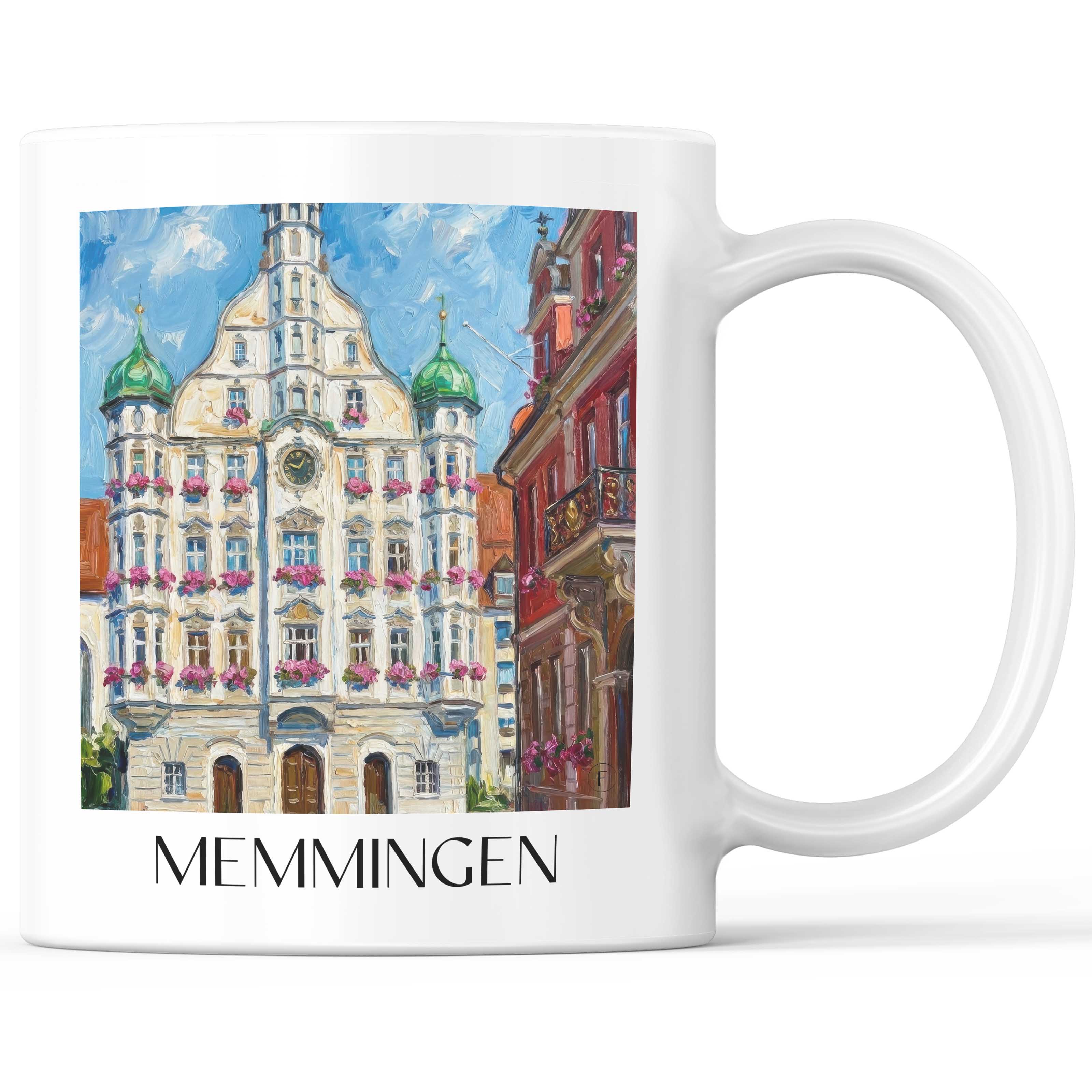Memmingen Kaffeebecher - Schwaben - Deutschland Becher - Kaffeetasse im Ölgemälde Stil