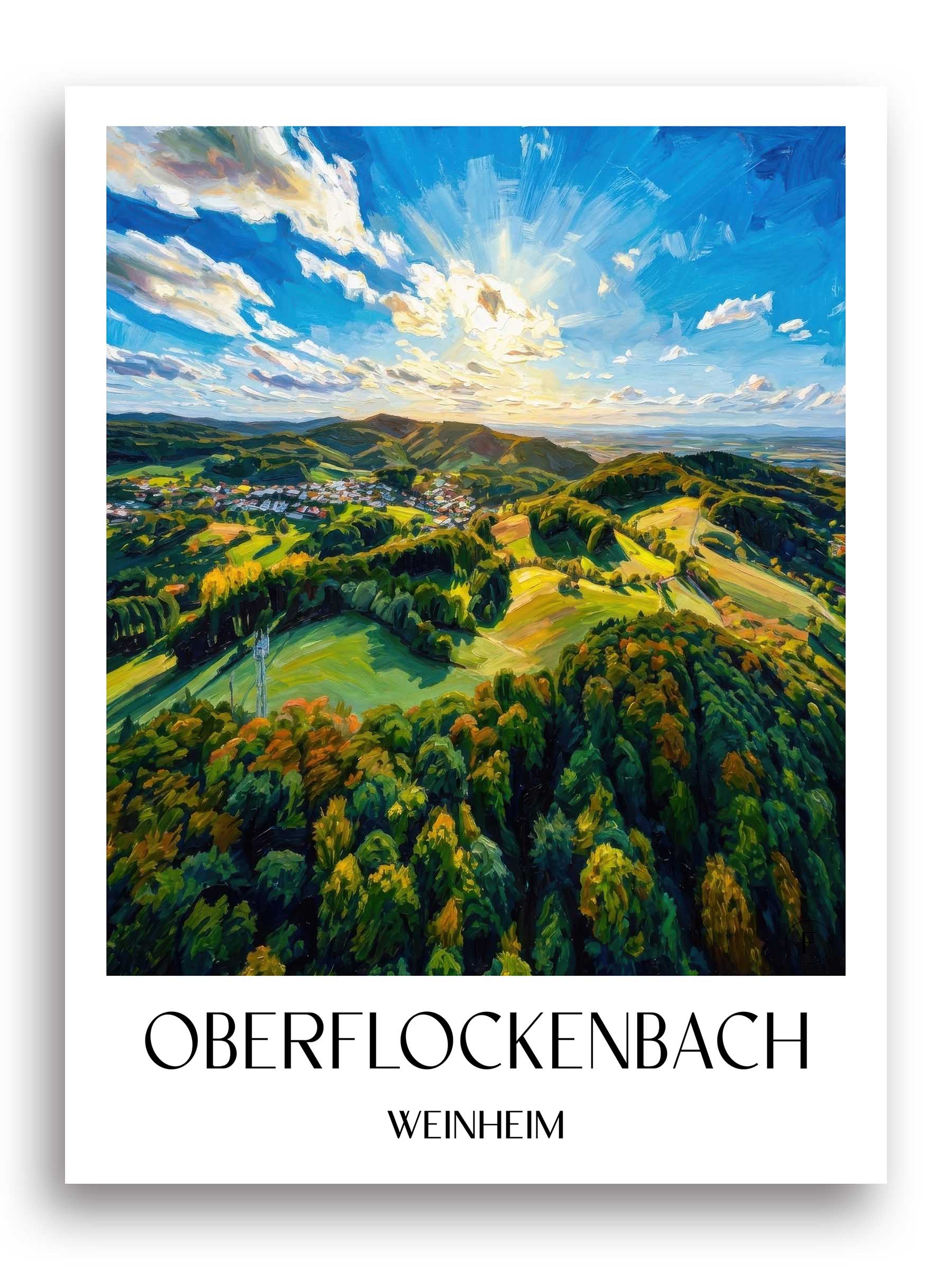 Oberflockenbach Poster - Weinheim - Deutschland Kunstdruck - Ölgemälde von A4 bis A1