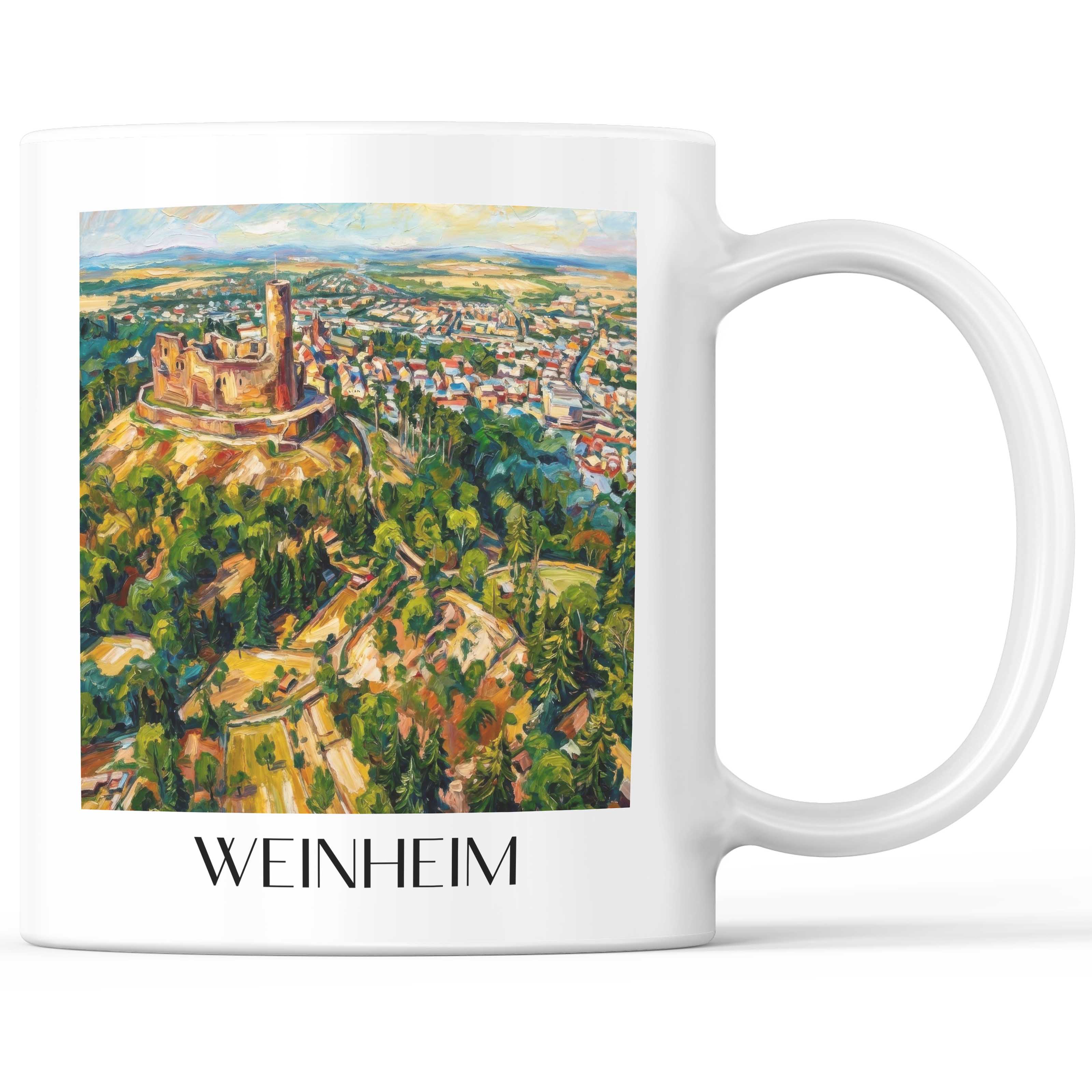 Weinheim (im Winter) Kaffeebecher - Kurpfalz - Deutschland Becher - Kaffeetasse im Ölgemälde Stil