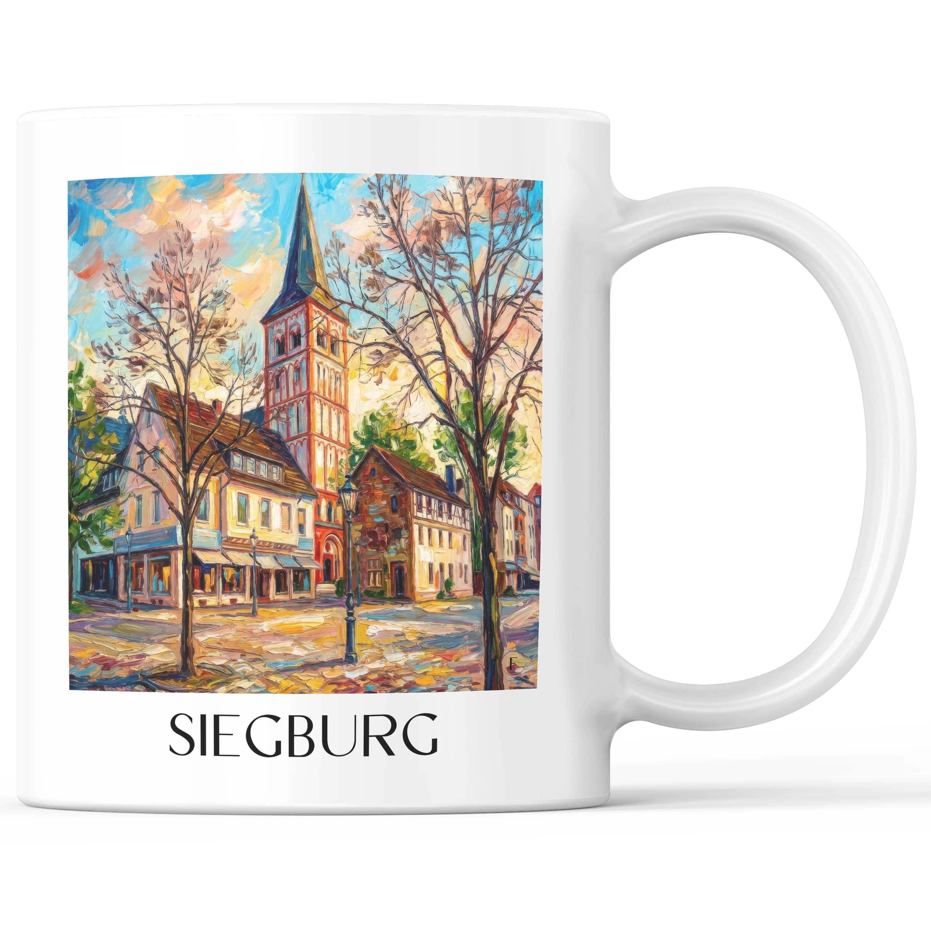 Siegburg Kaffeebecher - Rheinland - Deutschland Becher - Kaffeetasse im Ölgemälde Stil