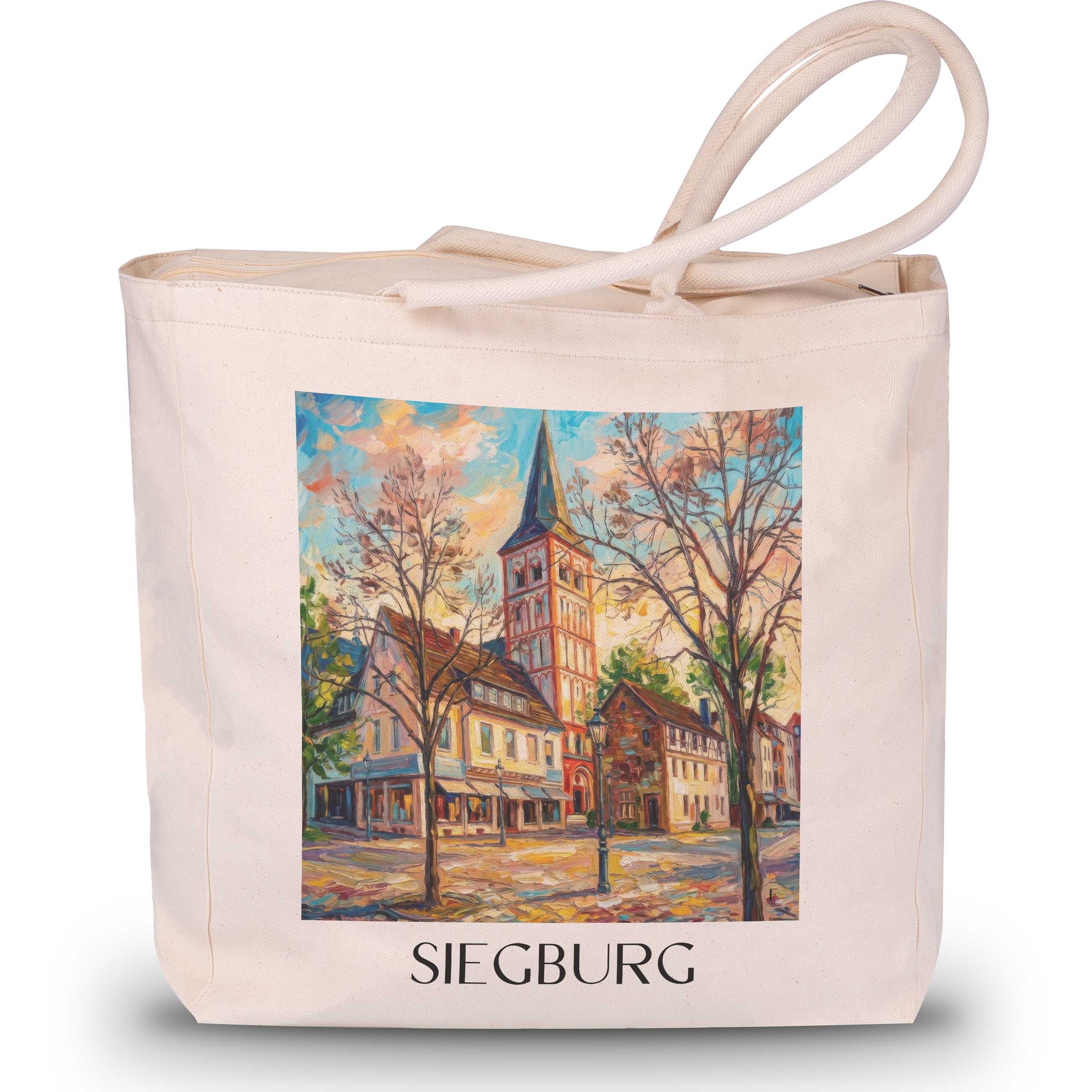 Siegburg Shopping Tasche - Rheinland - Deutschland Tote Bag - Einkaufstasche im Ölgemälde Stil
