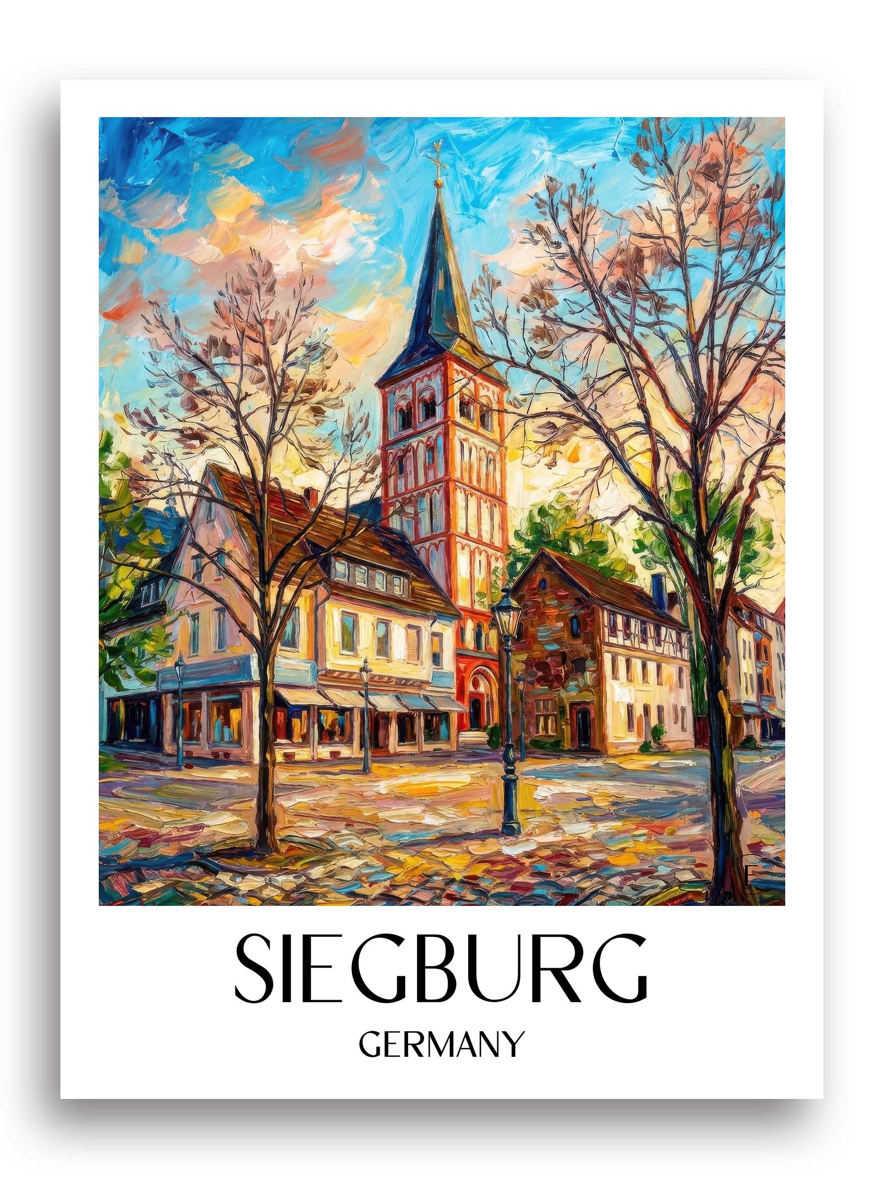 Siegburg Poster - Rheinland - Deutschland Kunstdruck - Ölgemälde von A4 bis A1
