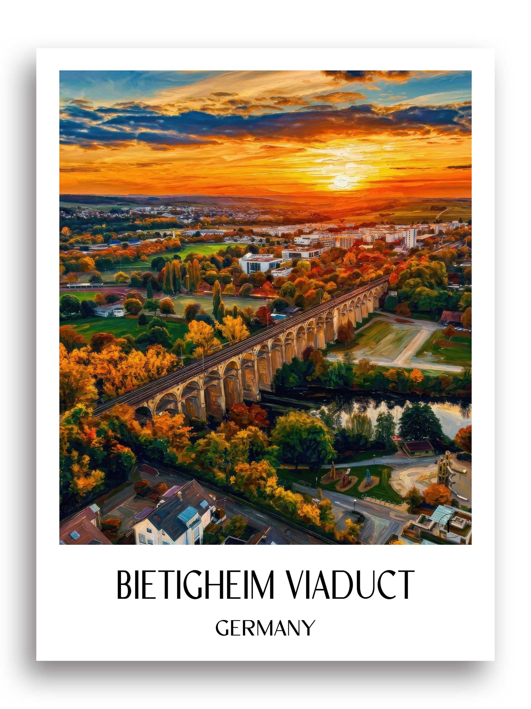 Viadukt Bietigheim Poster - Württemberg - Deutschland Kunstdruck - Ölgemälde von A4 bis A1