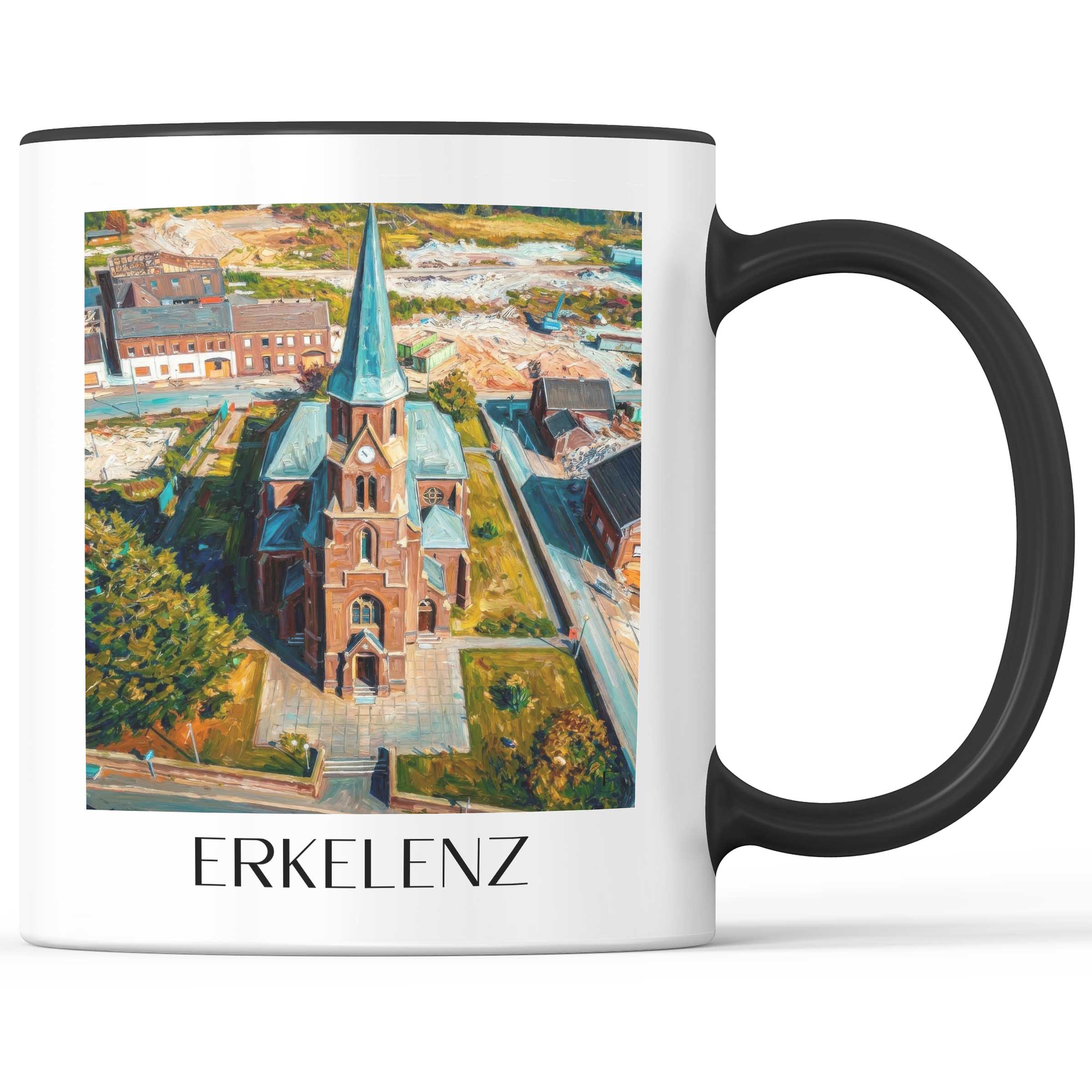 Erkelenz Kaffeebecher - Rheinland - Deutschland Becher - Kaffeetasse im Ölgemälde Stil