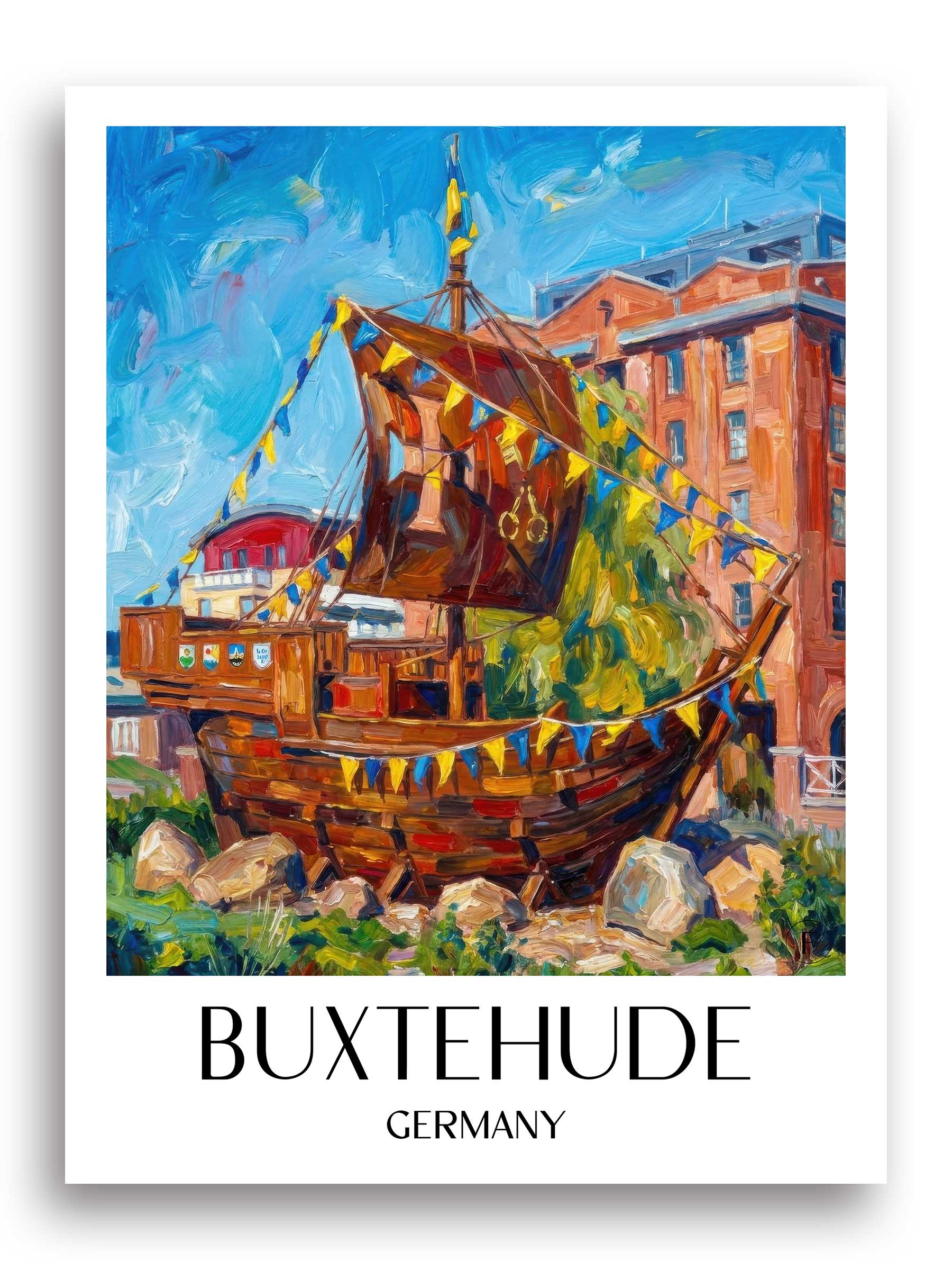 Buxtehude Poster - Niedersachsen - Deutschland Kunstdruck - Ölgemälde von A4 bis A1