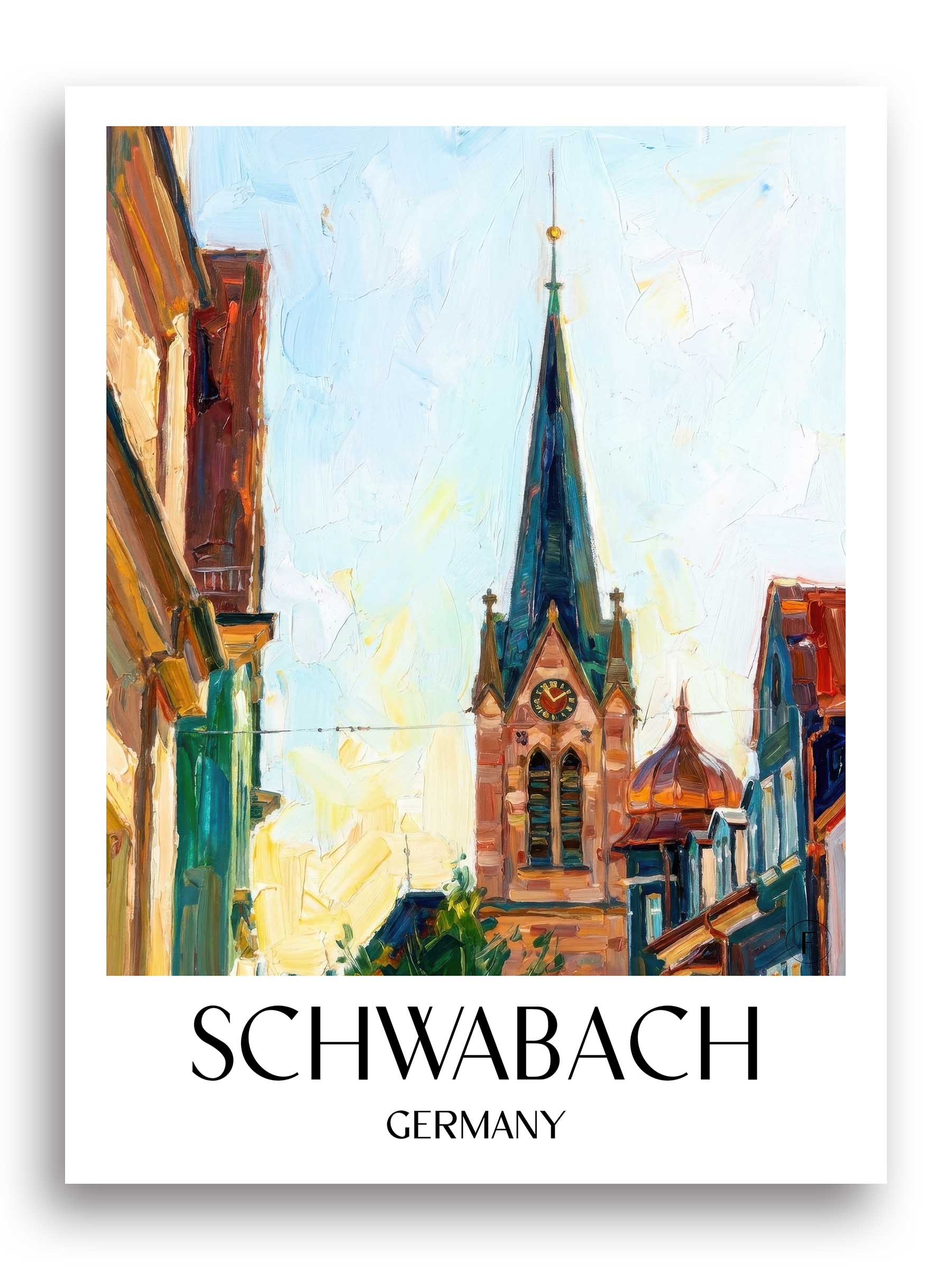 Schwabach Poster - Mittelfranken - Deutschland Kunstdruck - Ölgemälde von A4 bis A1