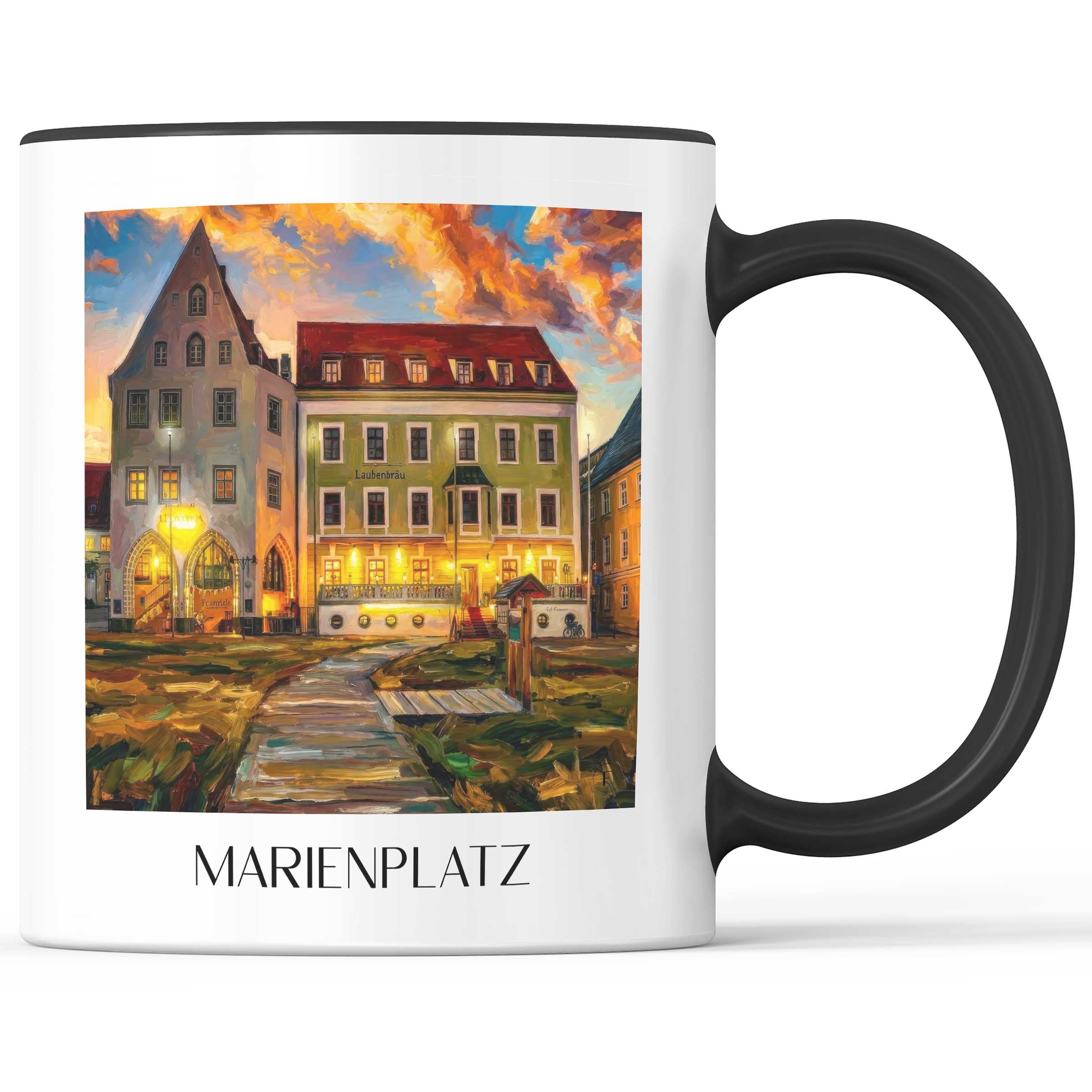 marienplatz-freising-deutschland-kaffeebecher-oil-painting-oelgemaelde