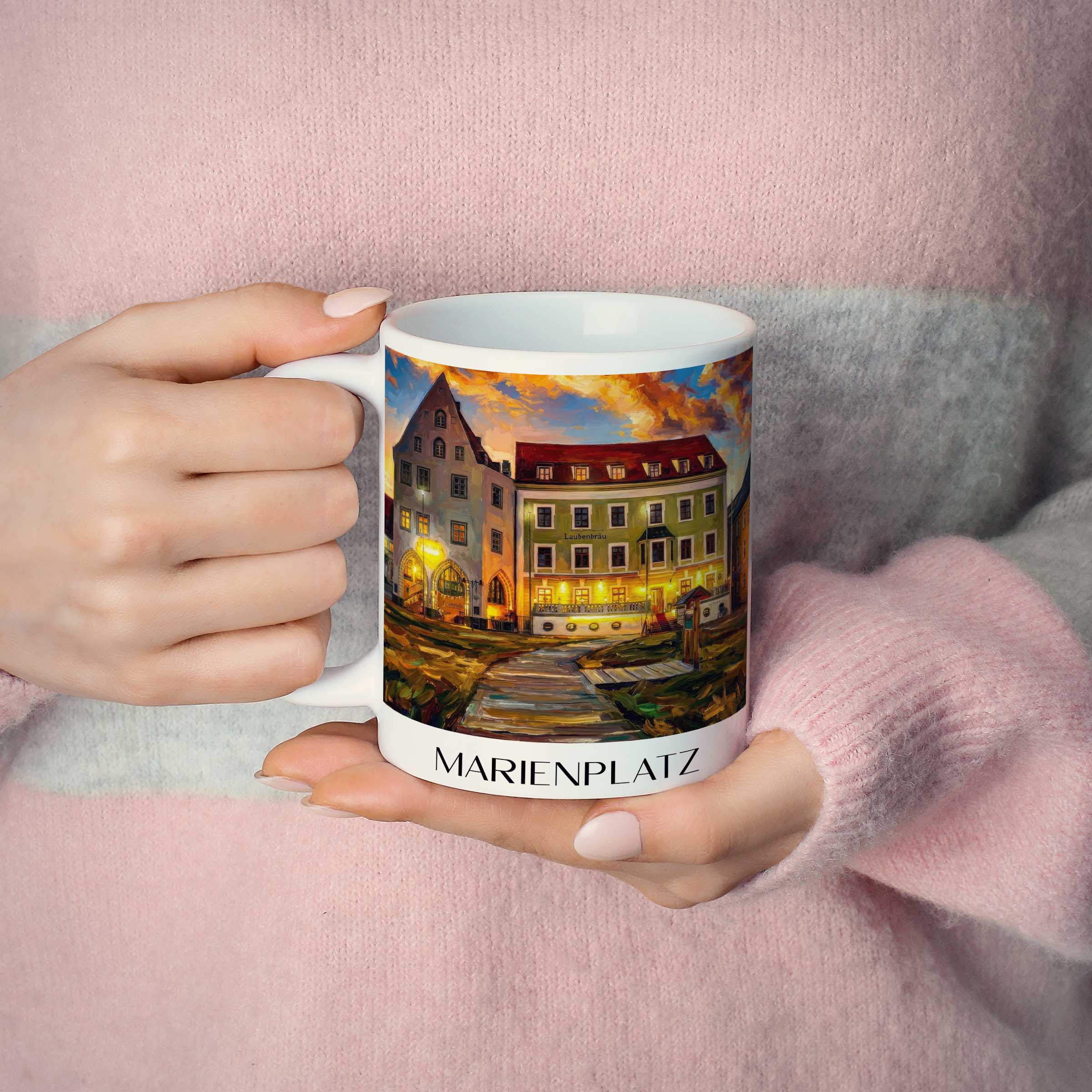marienplatz-freising-deutschland-kaffeebecher-oil-painting-oelgemaelde