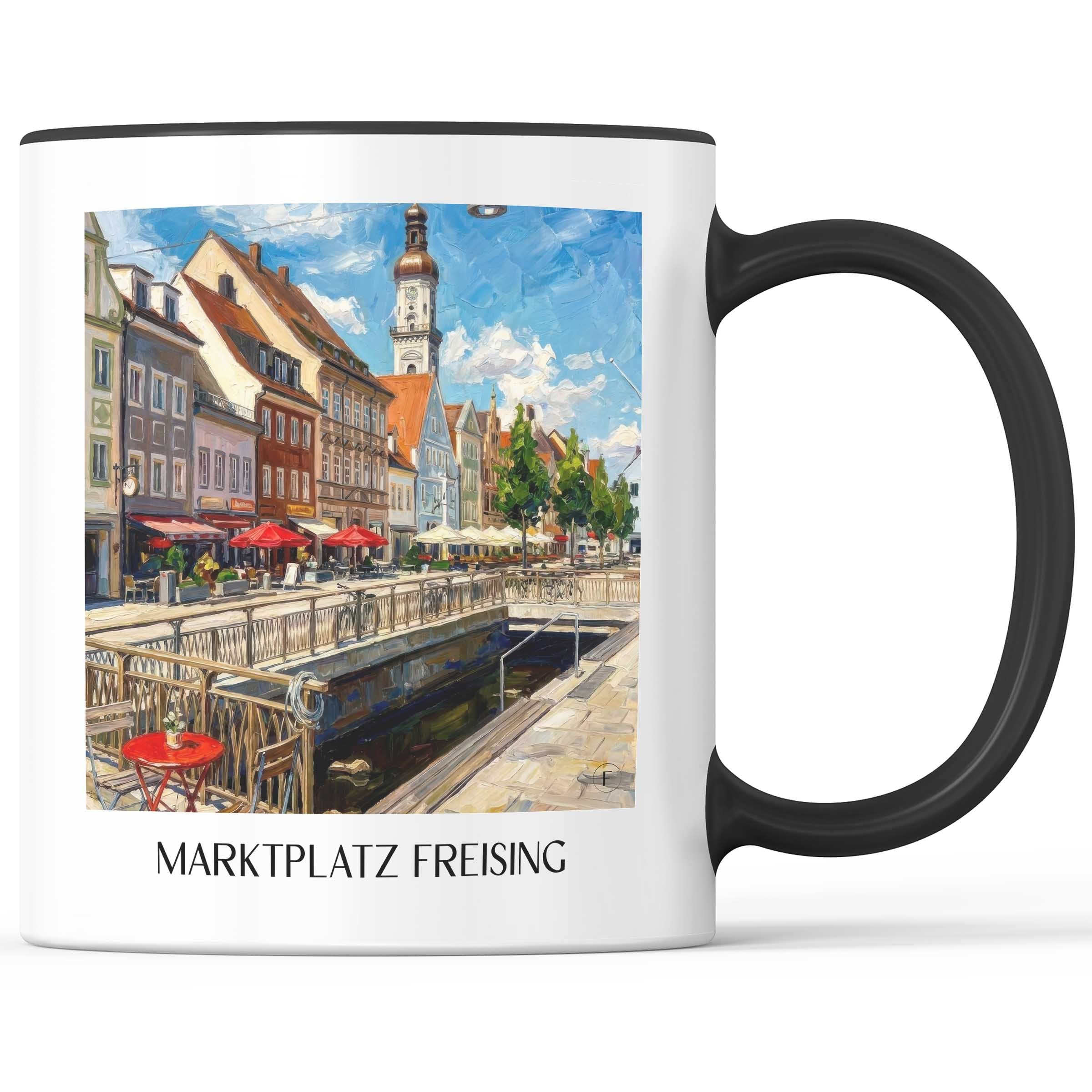 marktplatz-freising-deutschland-kaffeebecher-oil-painting-oelgemaelde