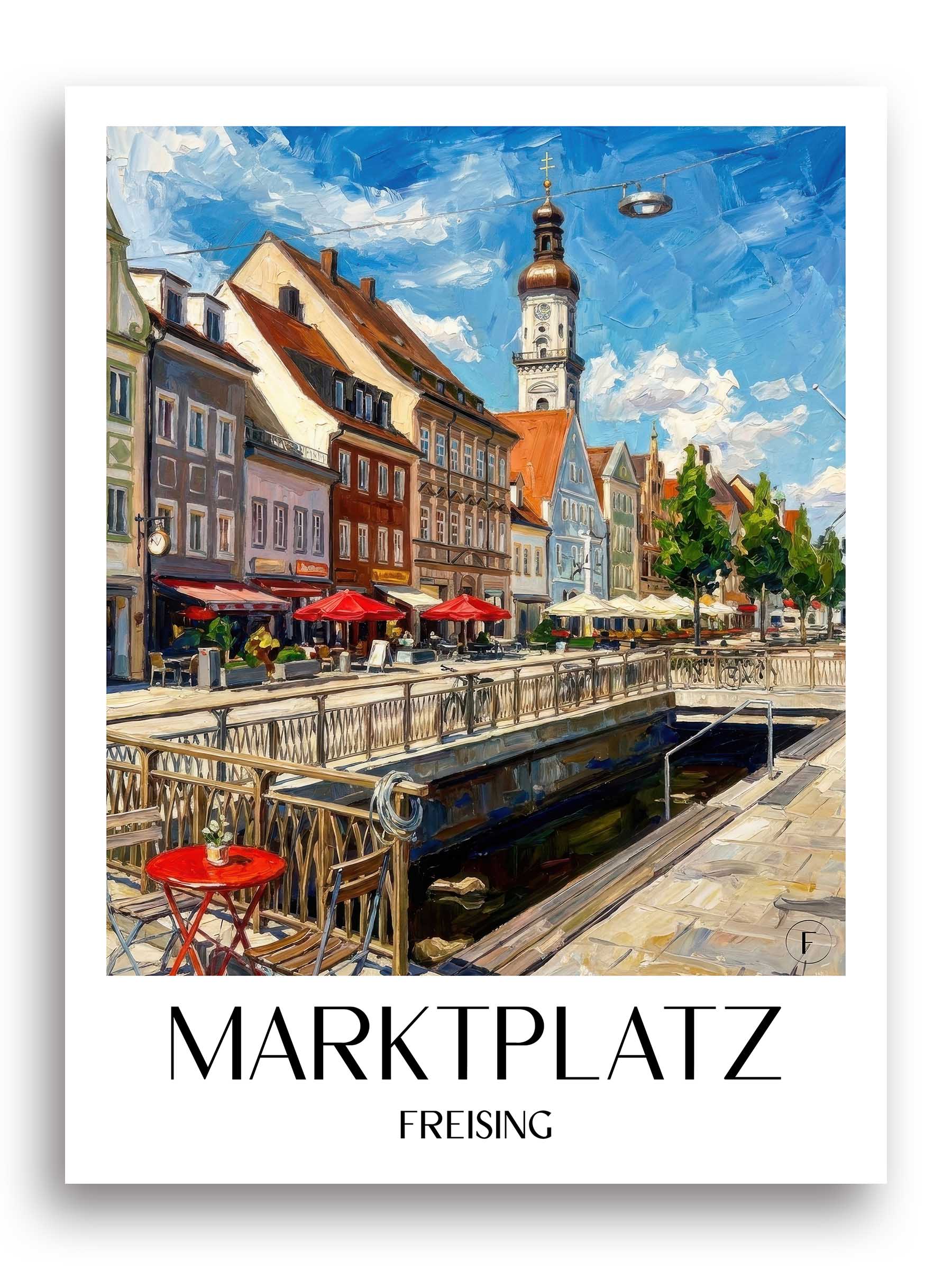 marktplatz-freising-deutschland-poster-oil-painting-oelgemaelde