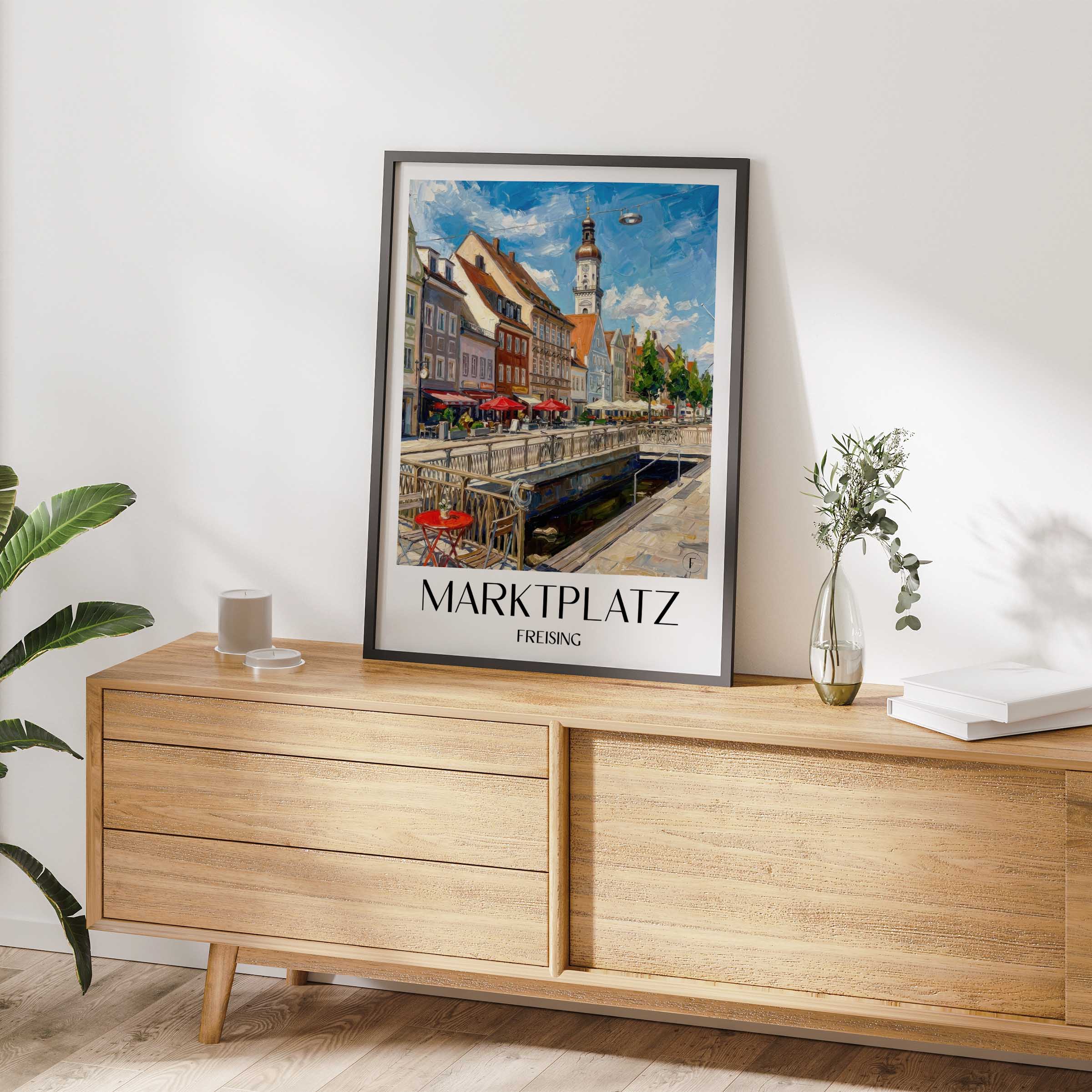 marktplatz-freising-deutschland-poster-oil-painting-oelgemaelde