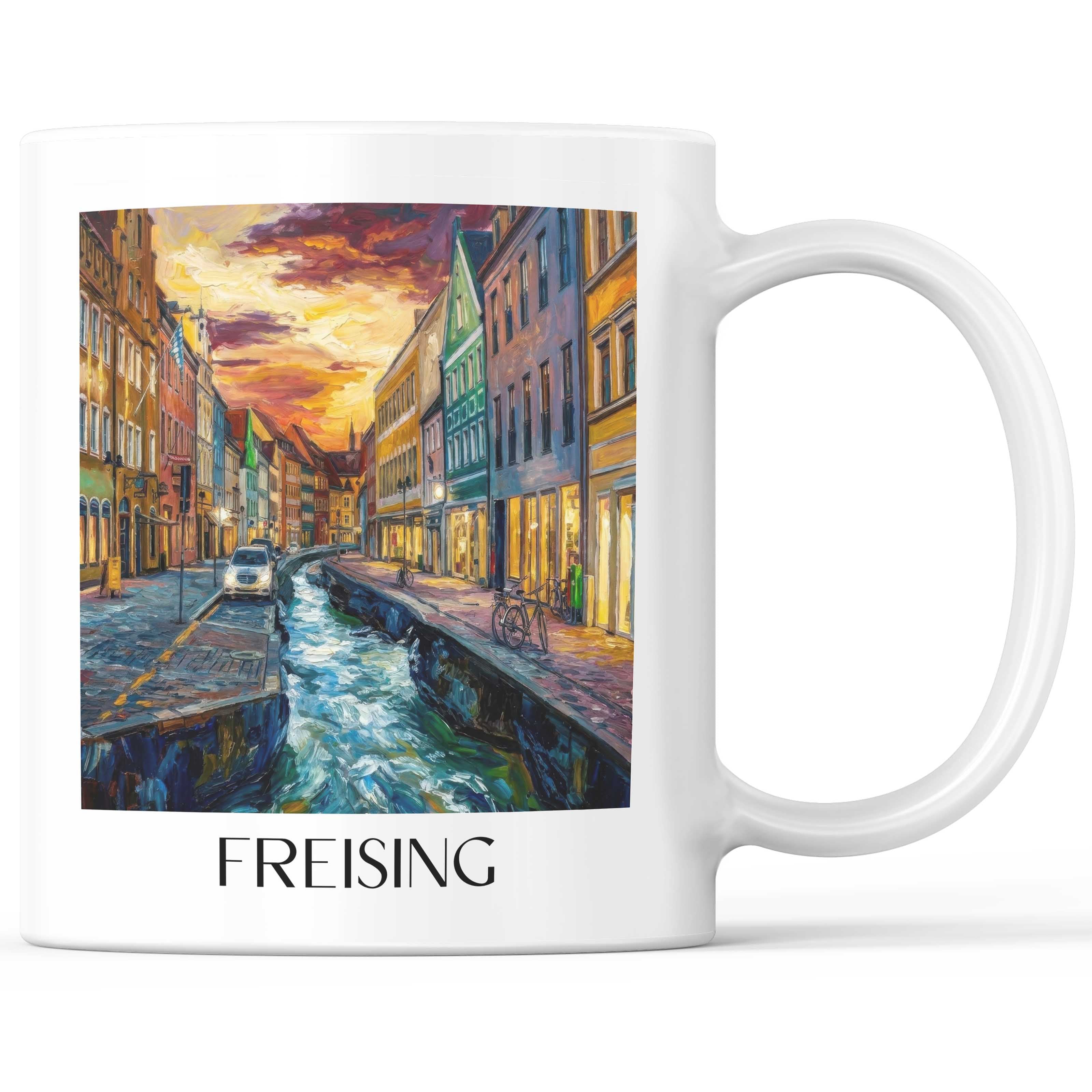 Freising Kaffeebecher - Oberbayern - Deutschland Becher - Kaffeetasse im Ölgemälde Stil