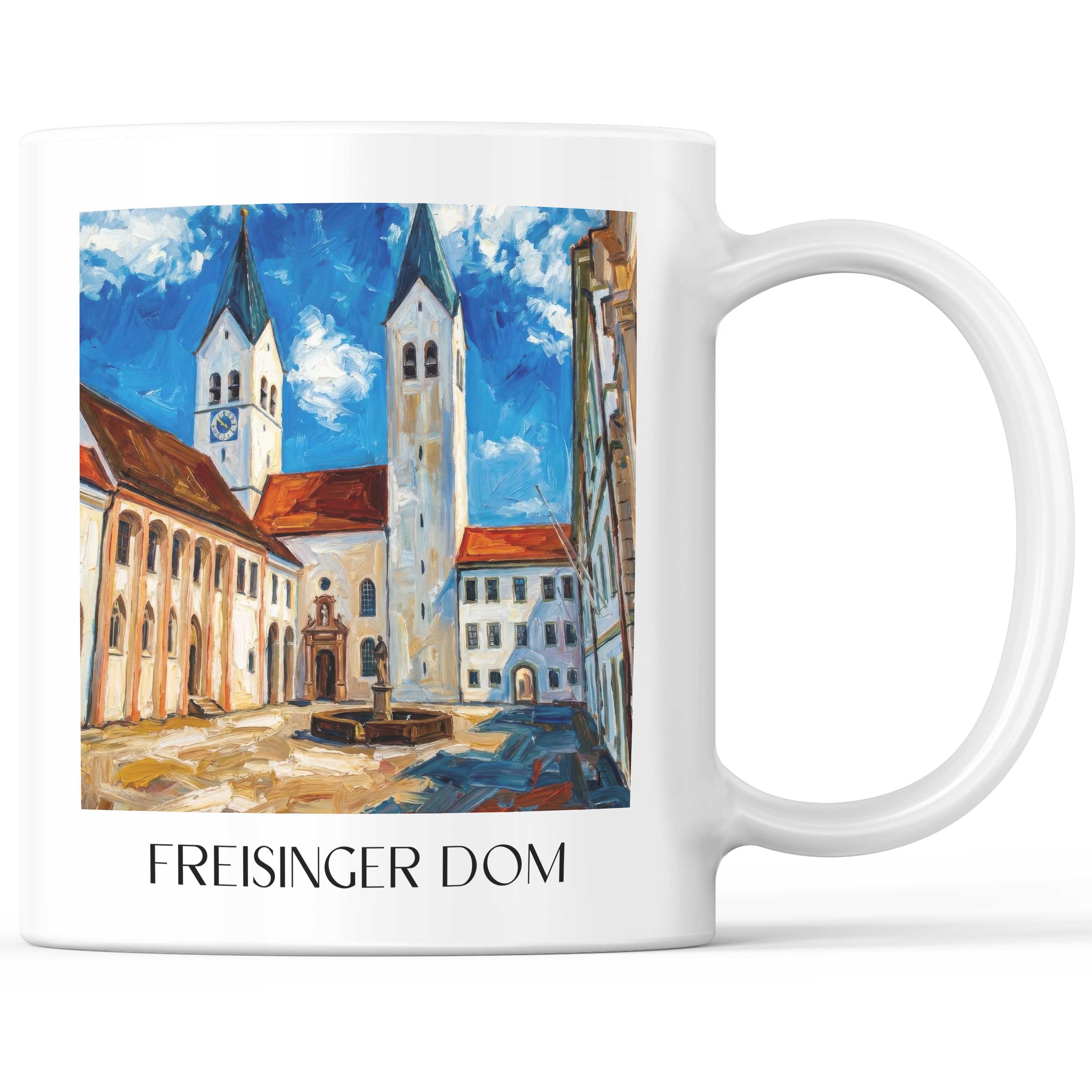 Freisinger Dom Kaffeebecher - Oberbayern - Deutschland Becher - Kaffeetasse im Ölgemälde Stil