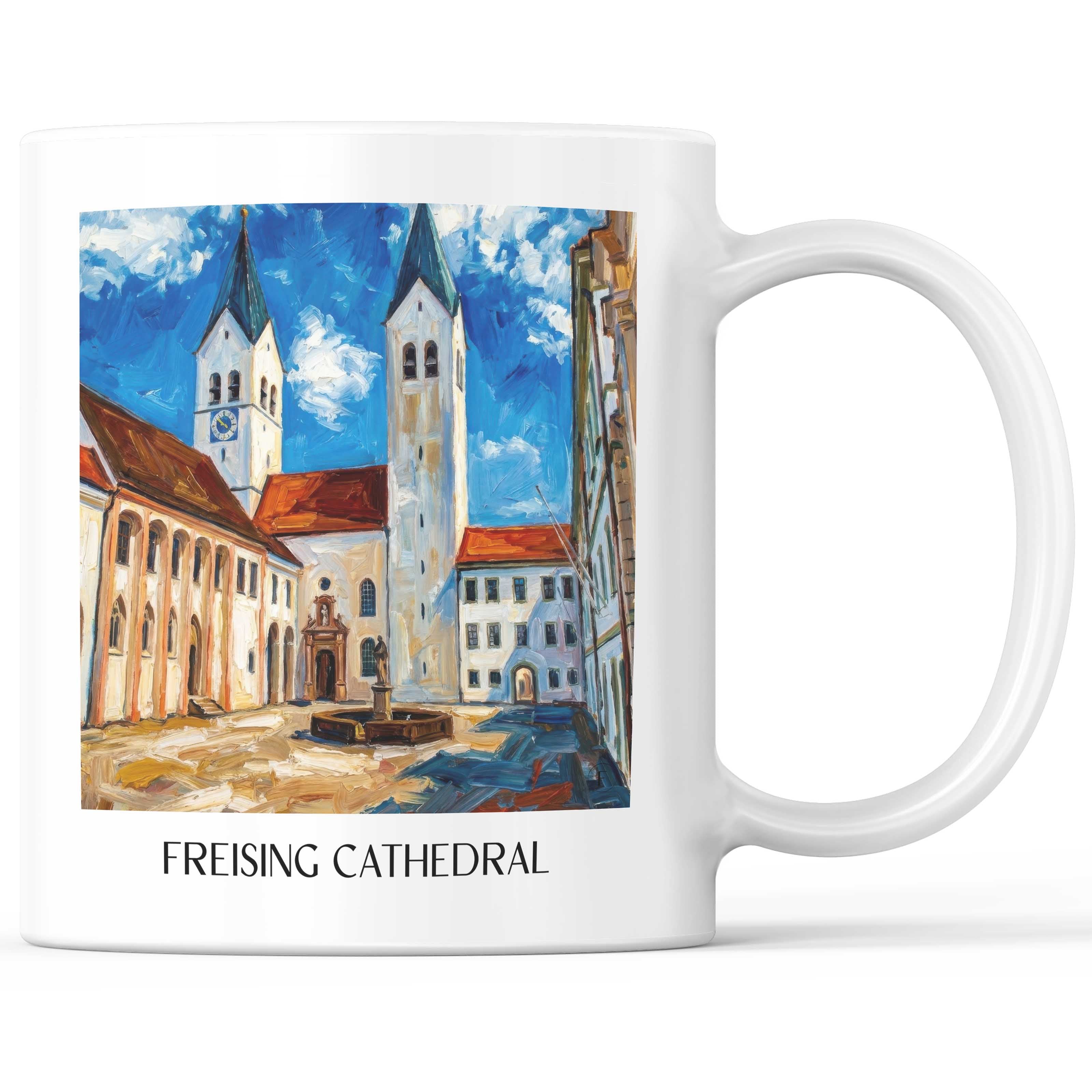 Freisinger Dom Kaffeebecher - Oberbayern - Deutschland Becher - Kaffeetasse im Ölgemälde Stil