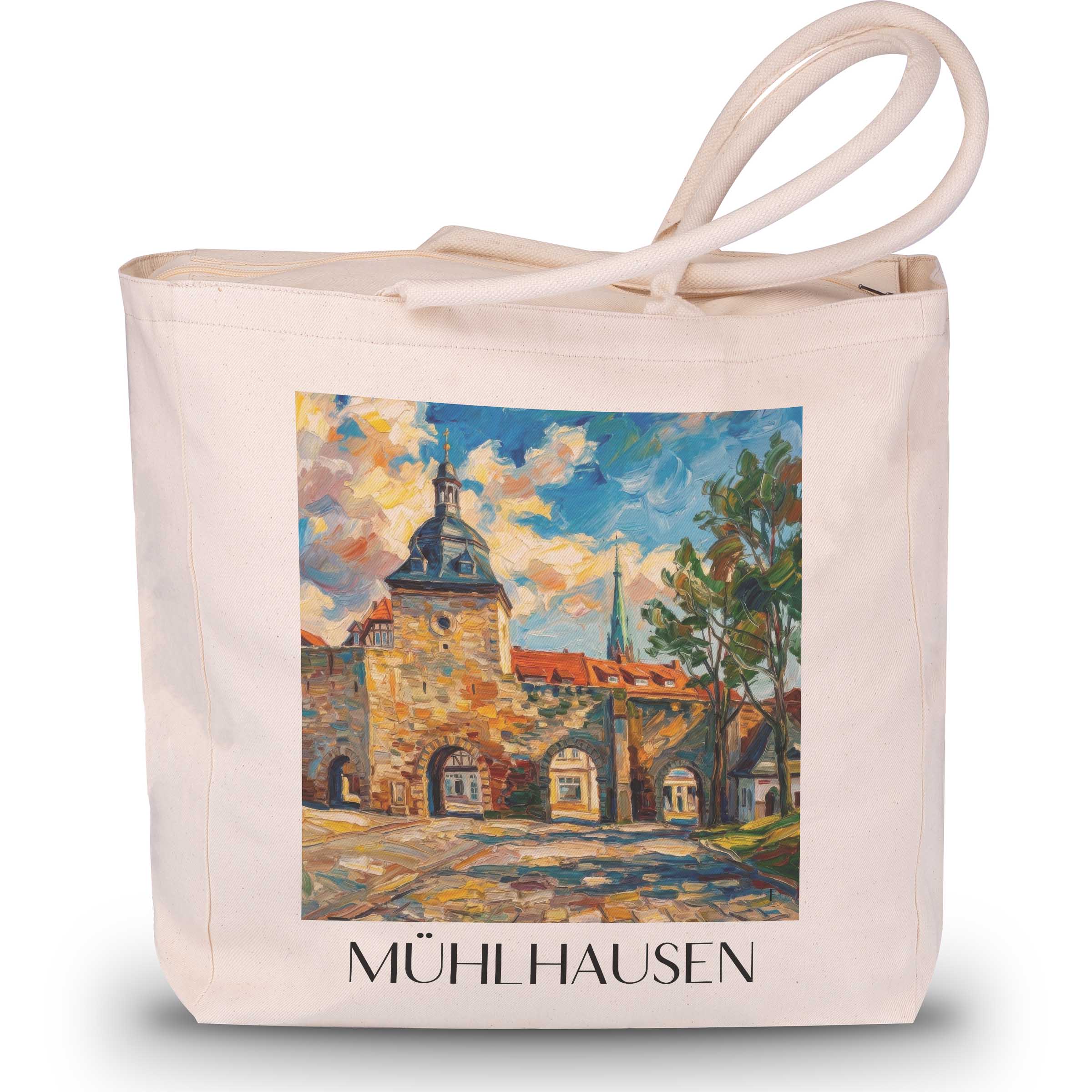 Mühlhausen Shopping Tasche - Thüringen - Deutschland Tote Bag - Einkaufstasche im Ölgemälde Stil