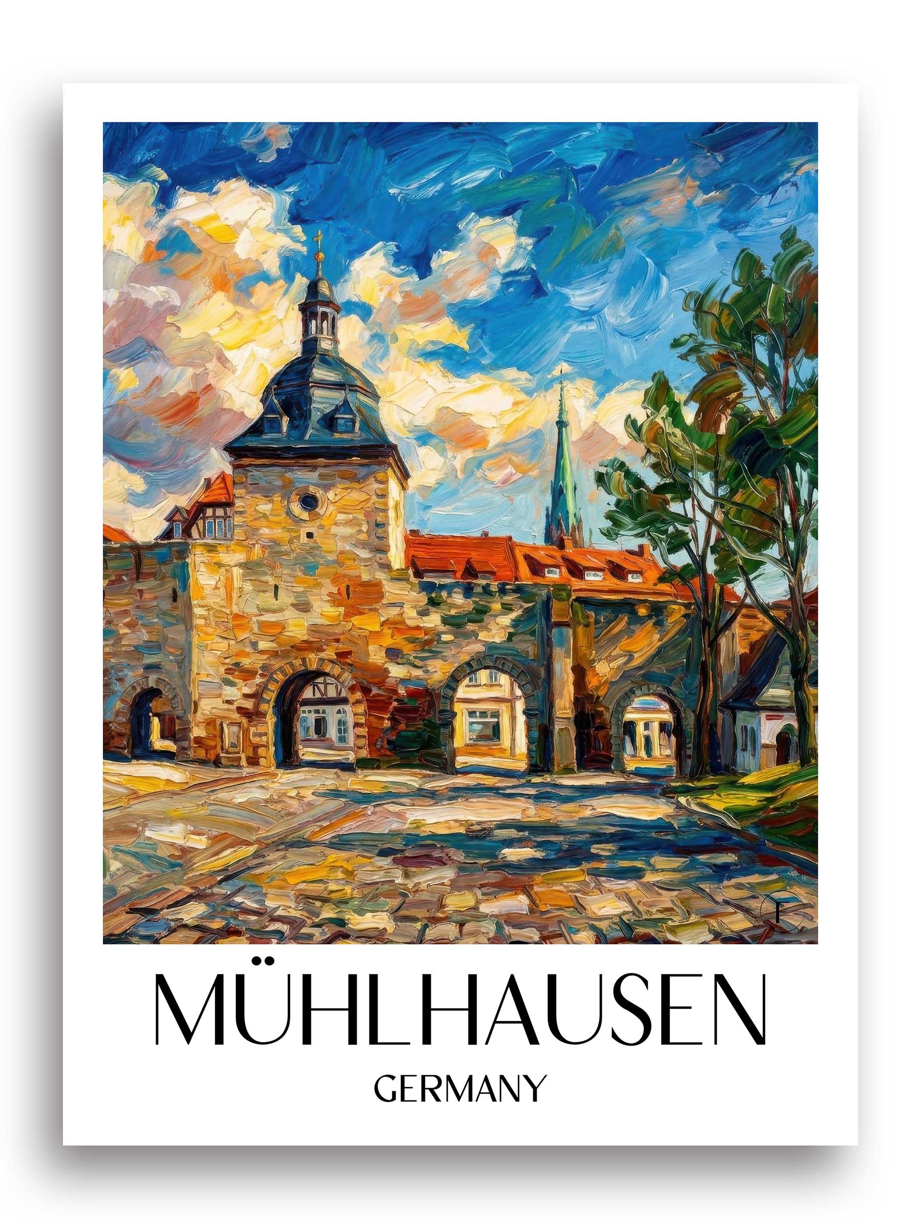 Mühlhausen Poster - Thüringen - Deutschland Kunstdruck - Ölgemälde von A4 bis A1