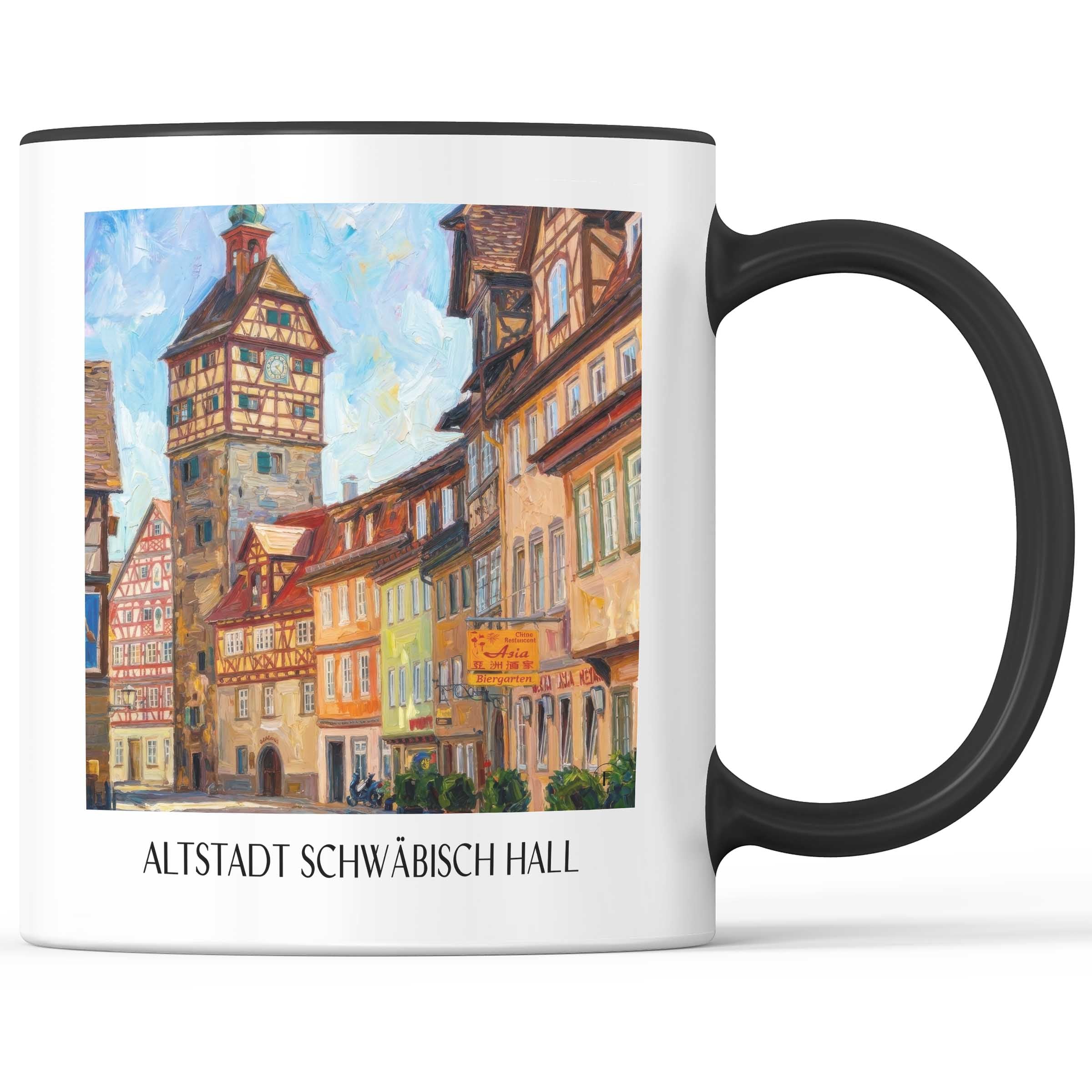 altstadt-schwäbisch-hall-deutschland-kaffeebecher-oil-painting-oelgemaelde
