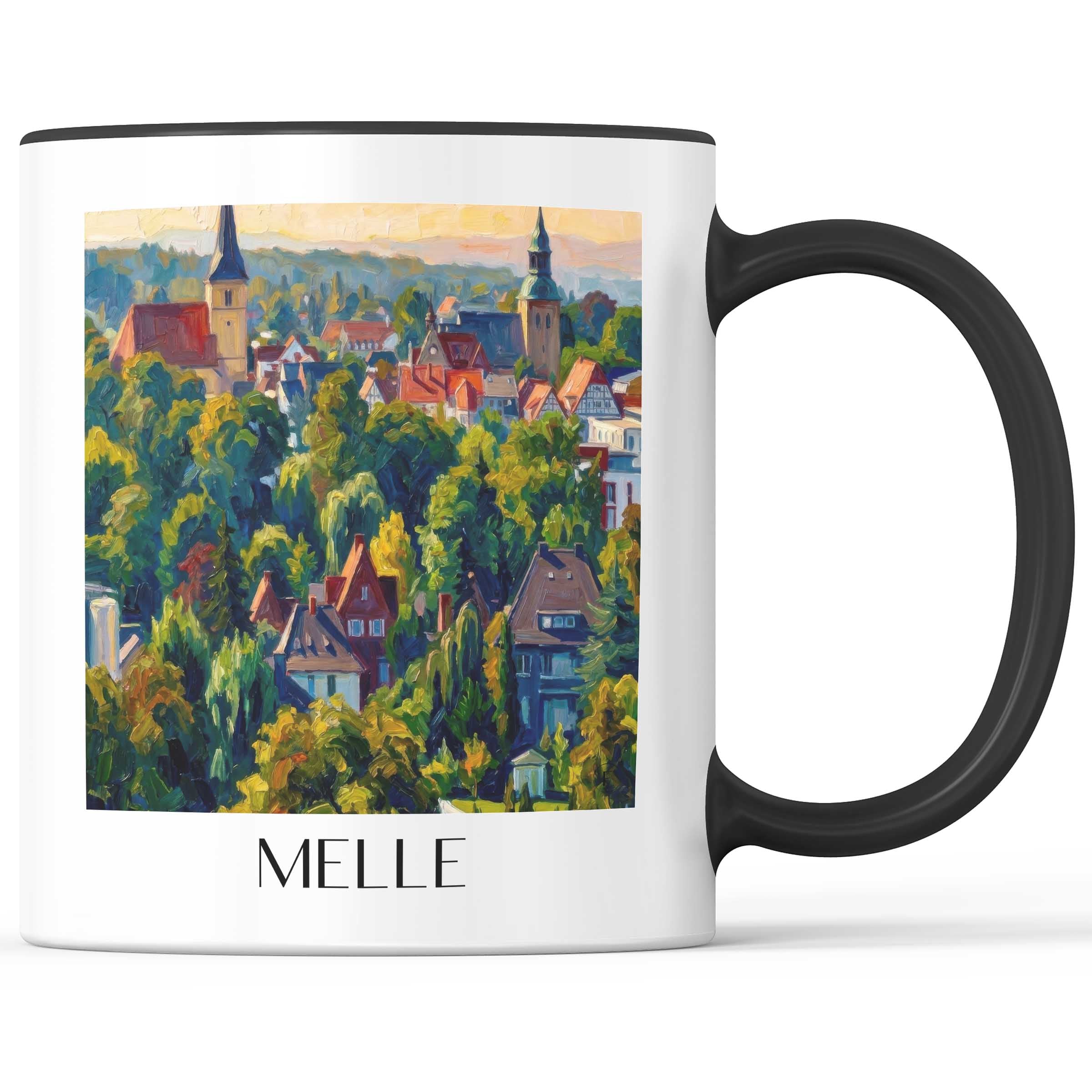 Melle Kaffeebecher - Niedersachsen - Deutschland Becher - Kaffeetasse im Ölgemälde Stil