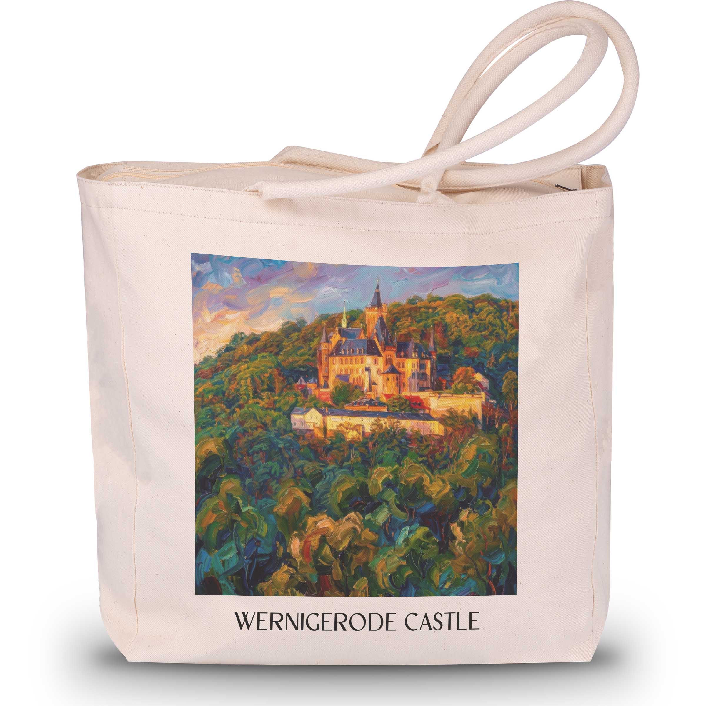 Schloss Wernigerode Shopping Tasche - Nordharz - Deutschland Tote Bag - Einkaufstasche im Ölgemälde Stil