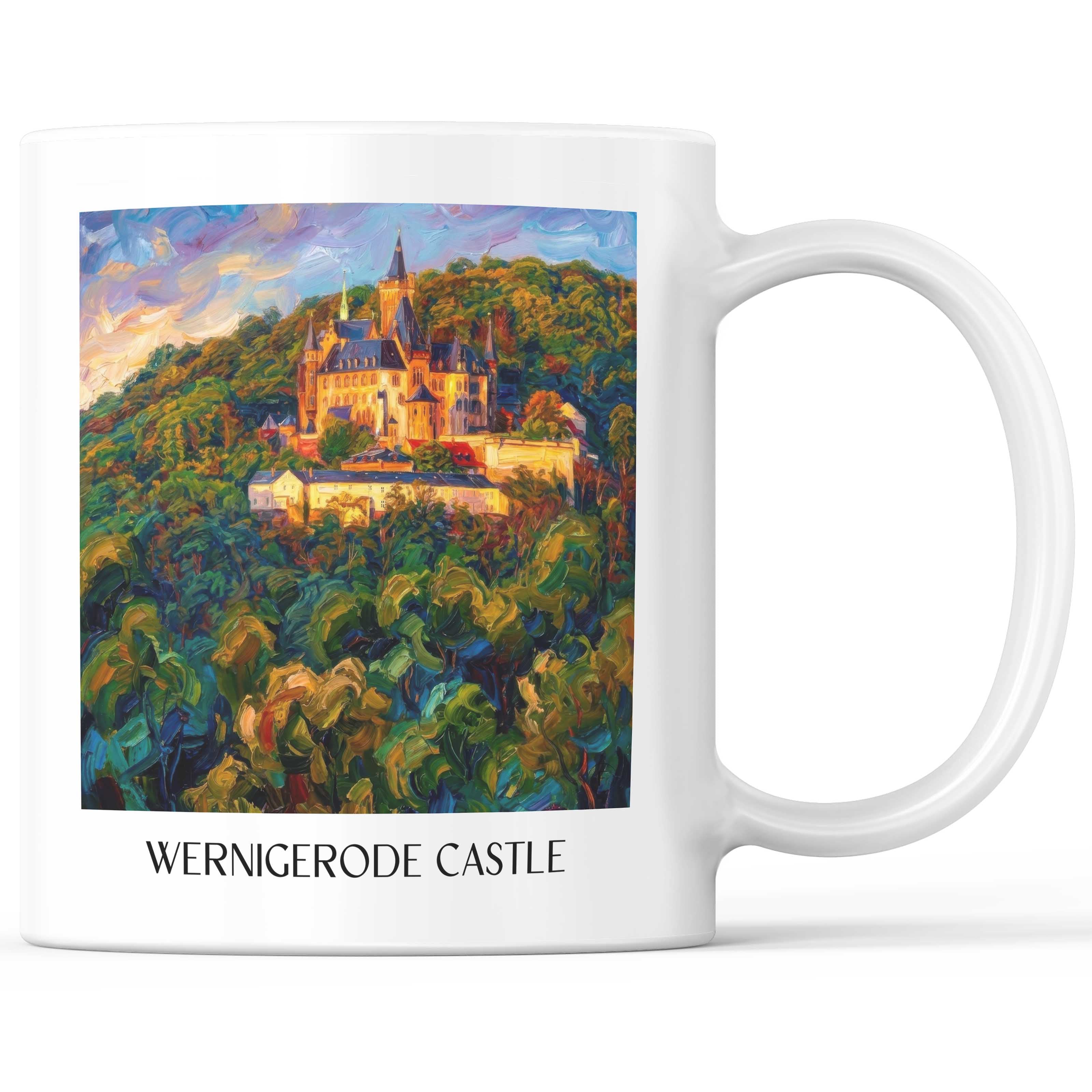 Schloss Wernigerode Kaffeebecher - Nordharz - Deutschland Becher - Kaffeetasse im Ölgemälde Stil