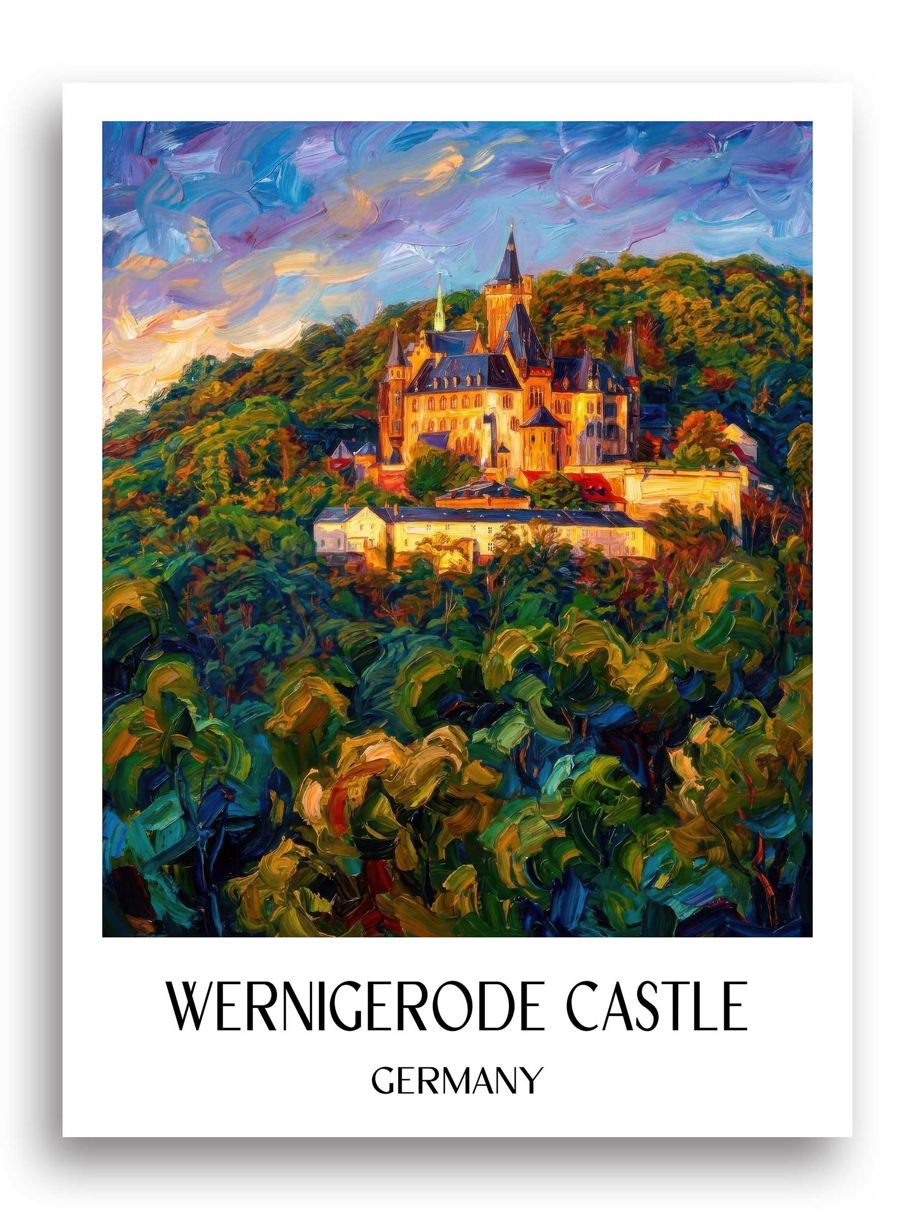 Schloss Wernigerode Poster - Nordharz - Deutschland Kunstdruck - Ölgemälde von A4 bis A1