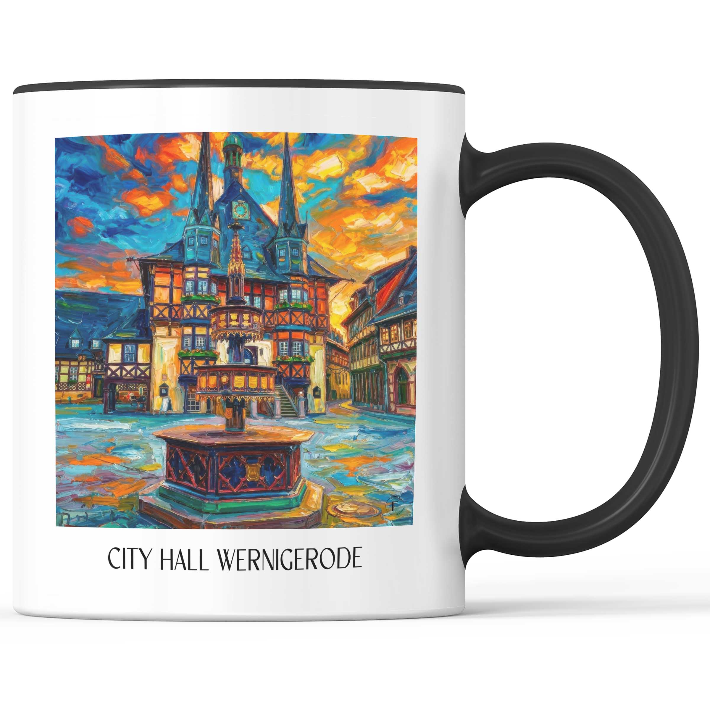 Rathaus Kaffeebecher - Wernigerode - Deutschland Becher - Kaffeetasse im Ölgemälde Stil