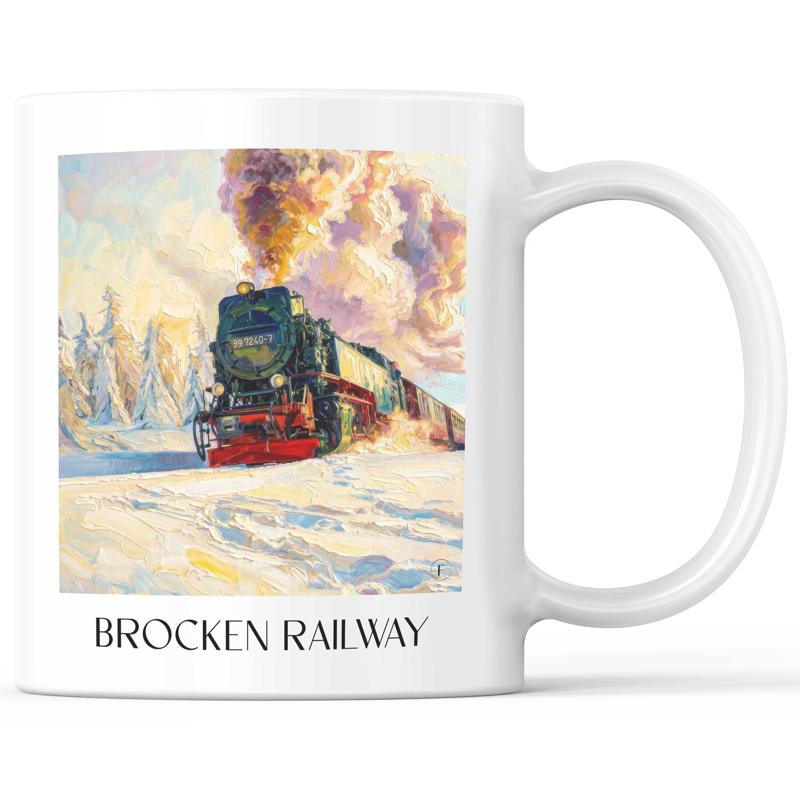 Brockenbahn Kaffeebecher - Wernigerode - Deutschland Becher - Kaffeetasse im Ölgemälde Stil