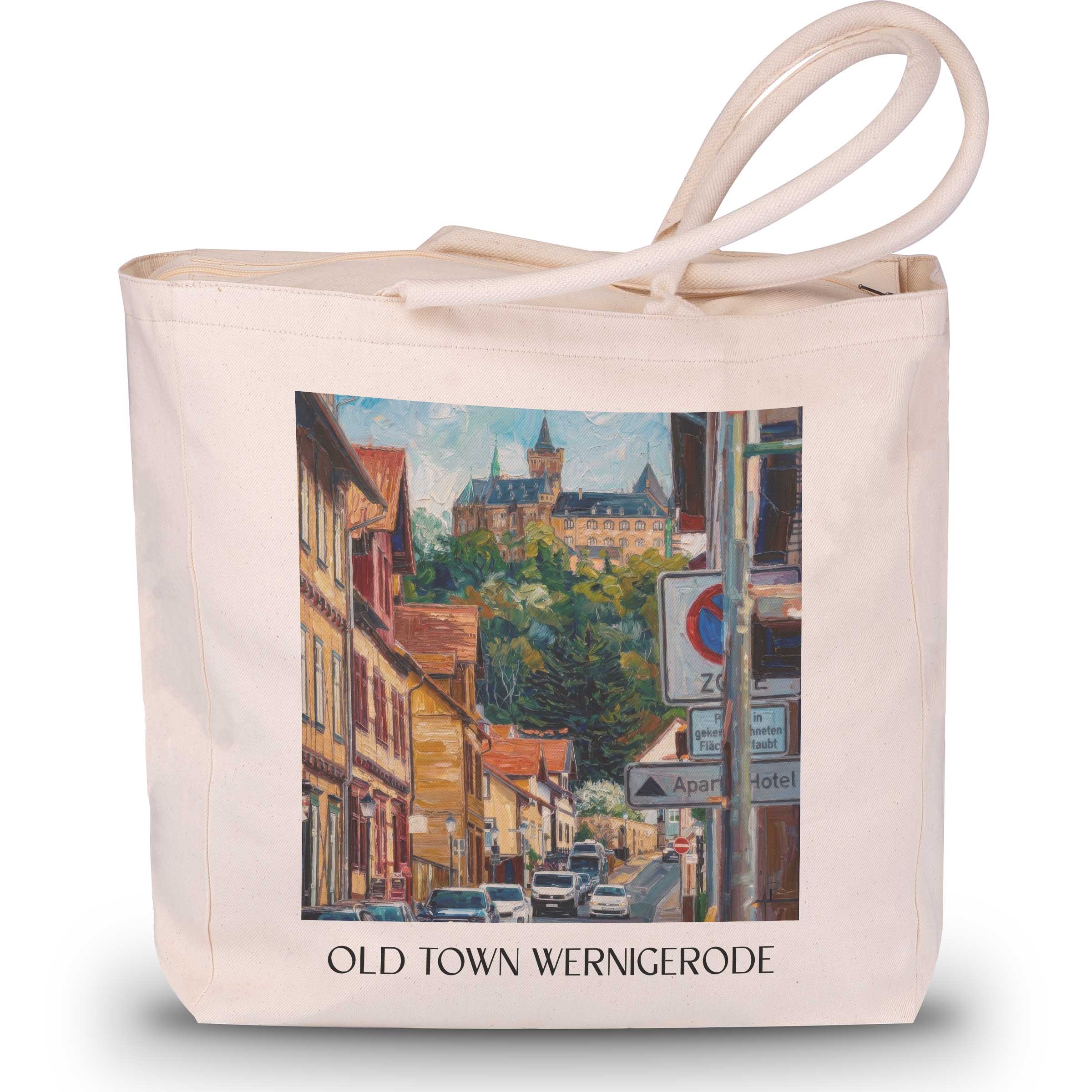 Altstadt Shopping Tasche - Wernigerode - Deutschland Tote Bag - Einkaufstasche im Ölgemälde Stil
