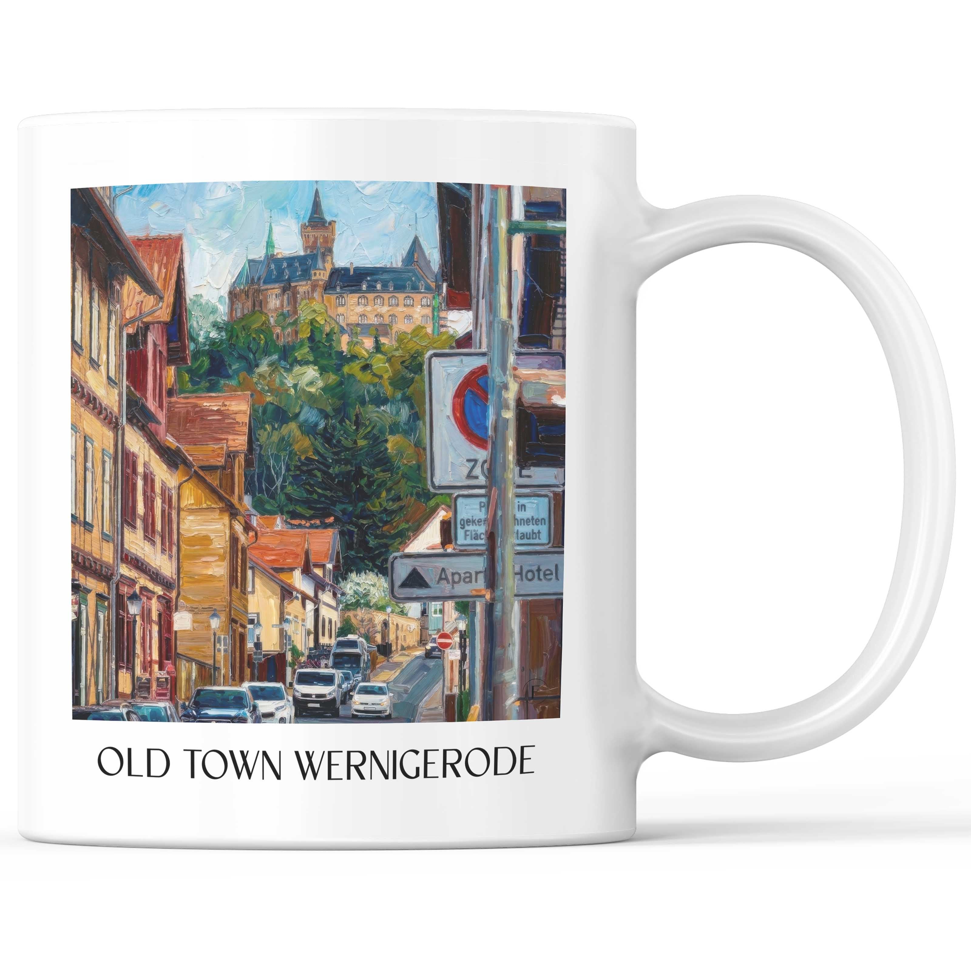 Altstadt Kaffeebecher - Wernigerode - Deutschland Becher - Kaffeetasse im Ölgemälde Stil