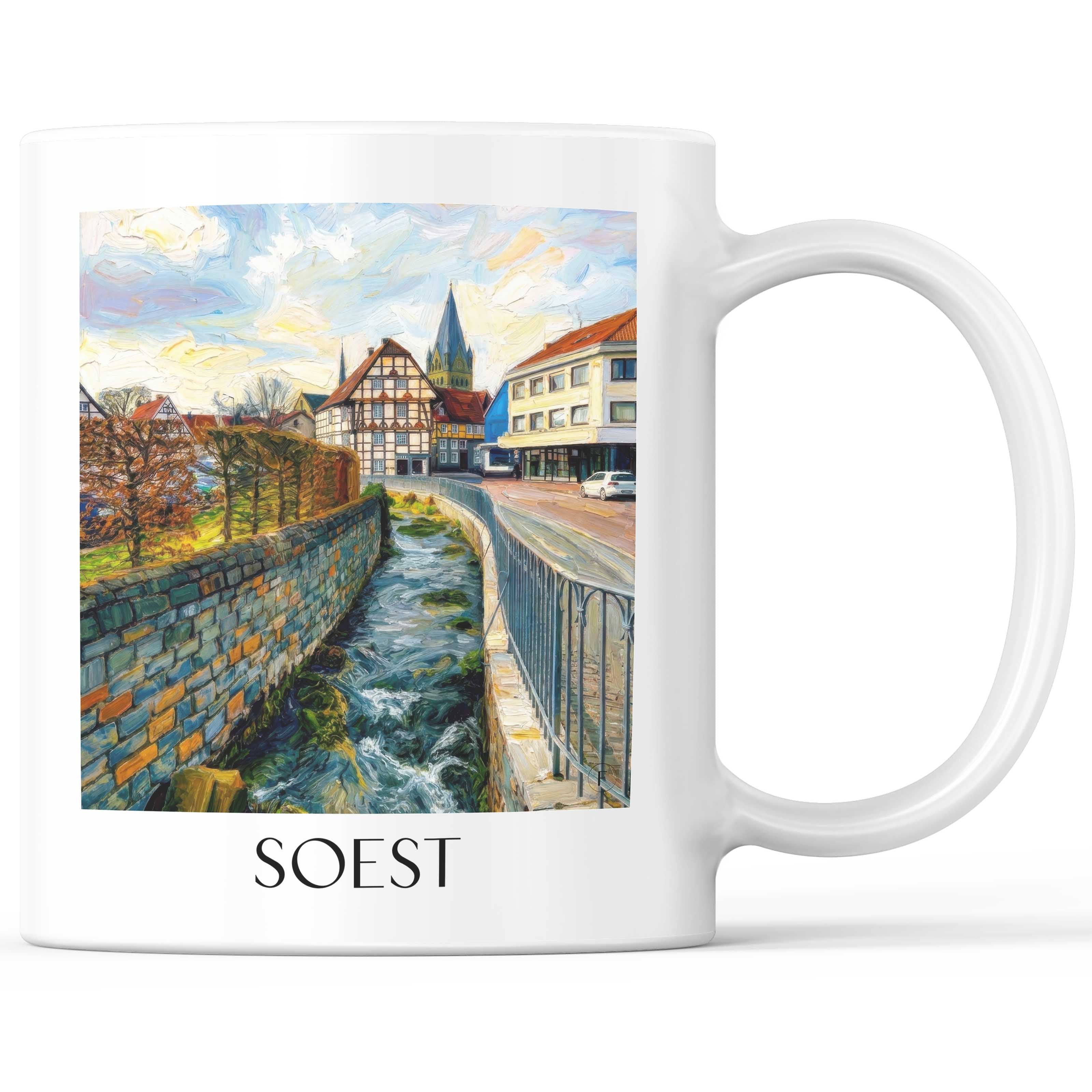 Soest Kaffeebecher - Westfalen - Deutschland Becher - Kaffeetasse im Ölgemälde Stil