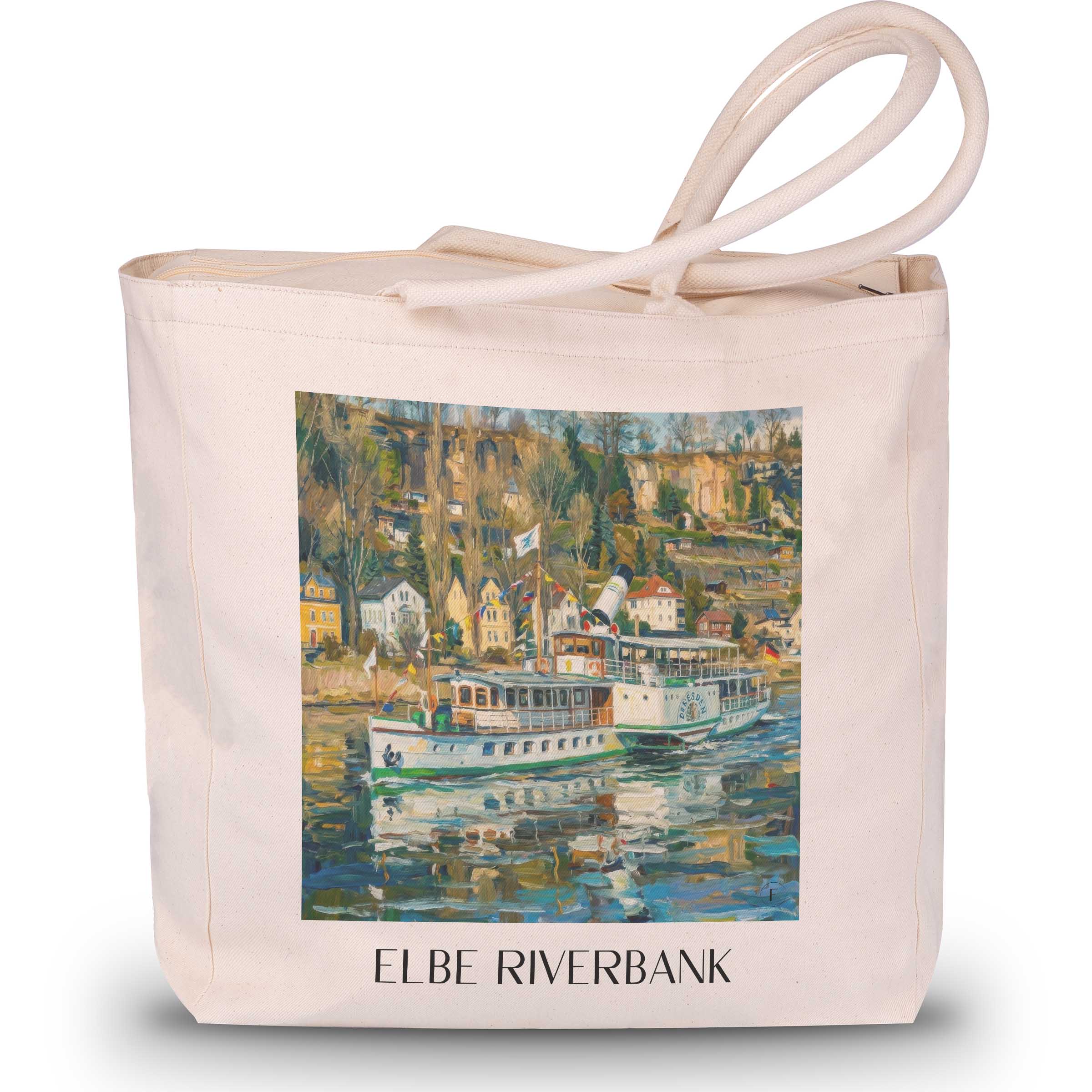 Elbufer Shopping Tasche - Pirna - Deutschland Tote Bag - Einkaufstasche im Ölgemälde Stil