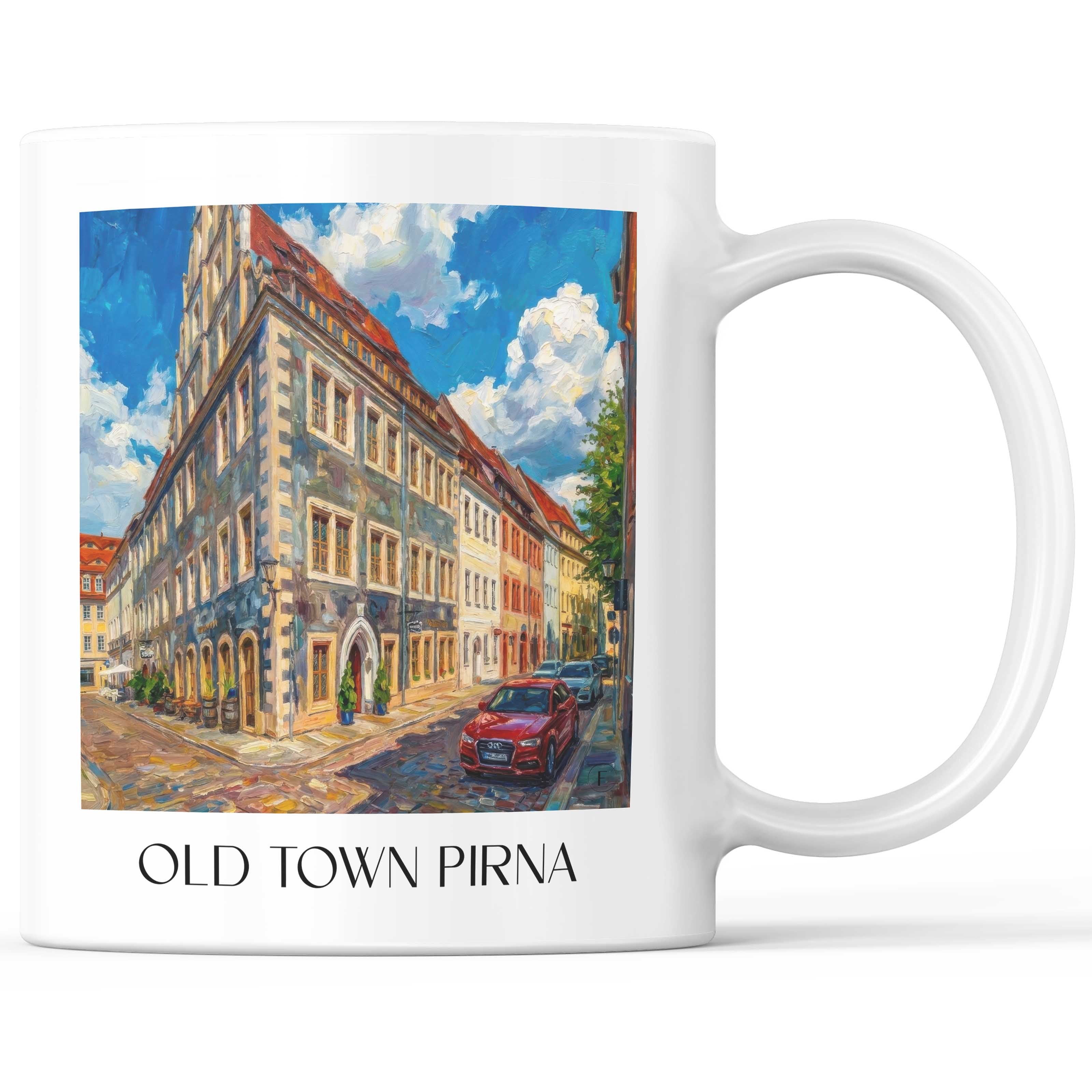 Altstadt Kaffeebecher - Pirna - Deutschland Becher - Kaffeetasse im Ölgemälde Stil