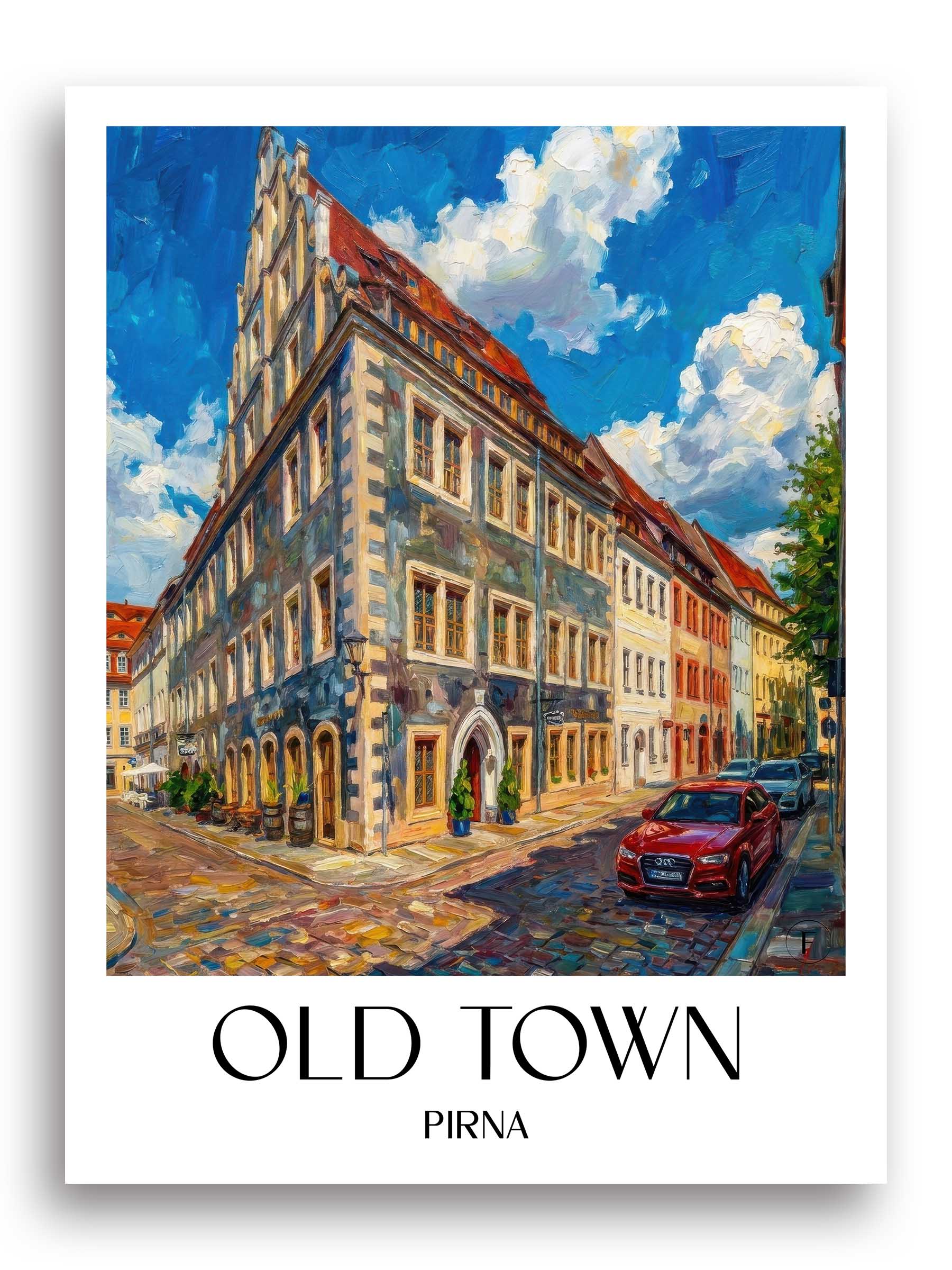 Altstadt Poster - Pirna - Deutschland Kunstdruck - Ölgemälde von A4 bis A1