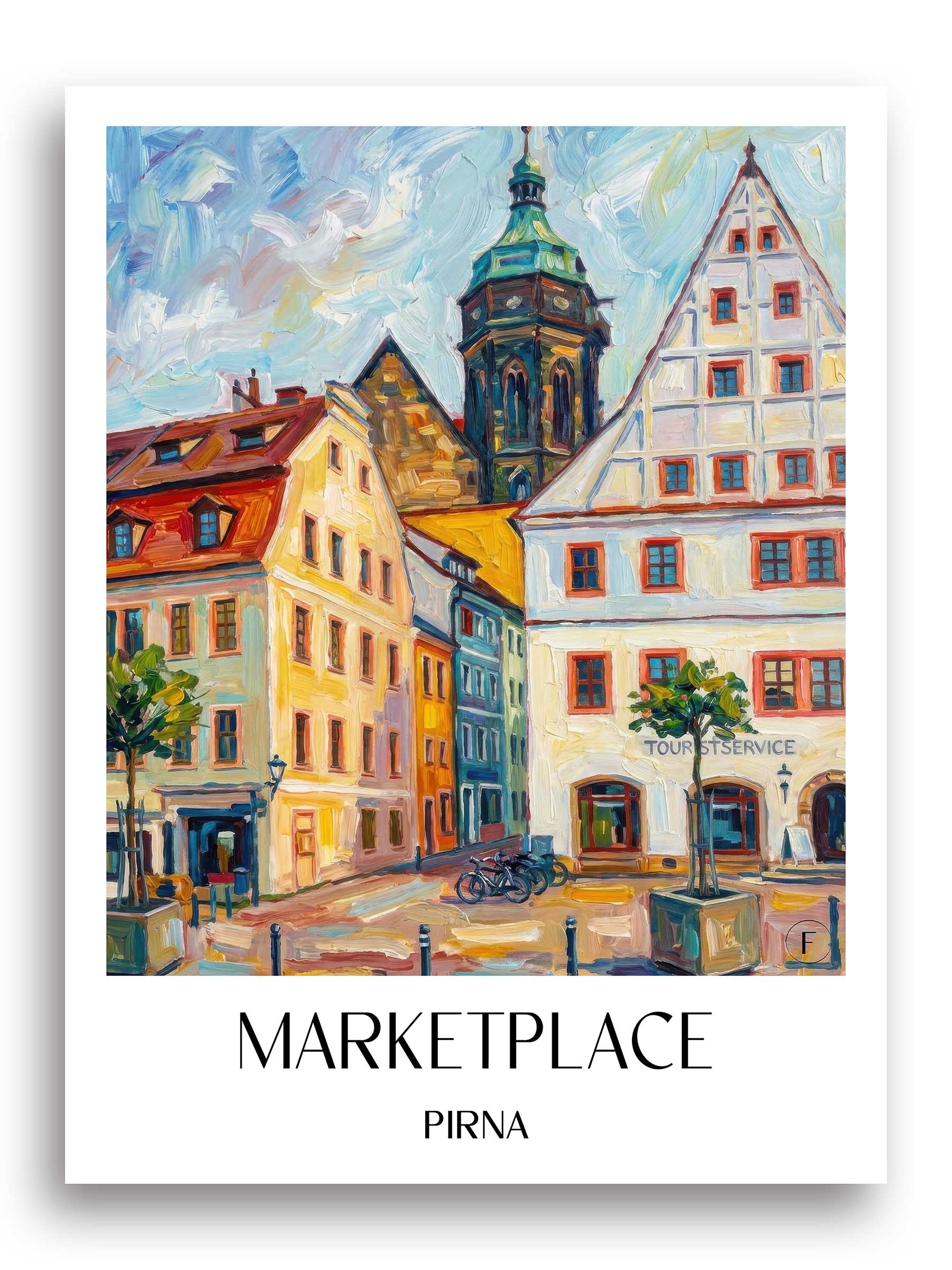 Marktplatz Poster - Pirna - Deutschland Kunstdruck - Ölgemälde von A4 bis A1