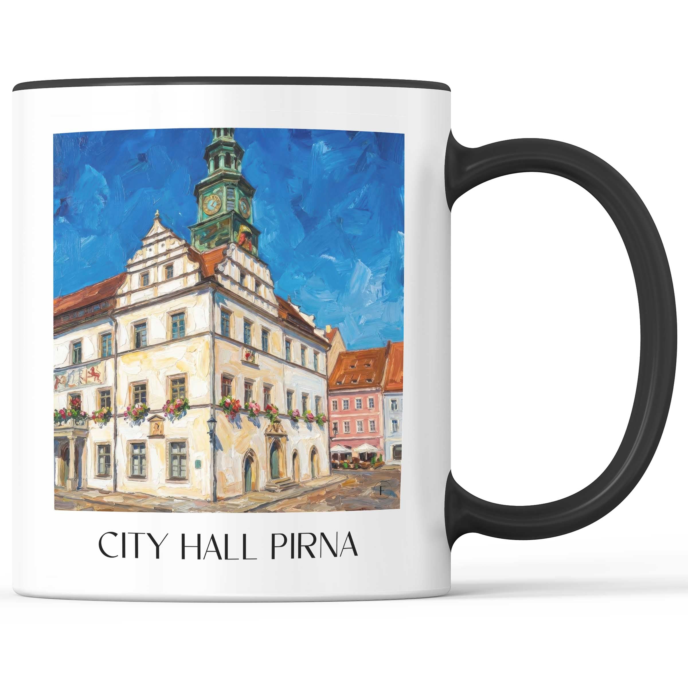 Rathaus Kaffeebecher - Pirna - Deutschland Becher - Kaffeetasse im Ölgemälde Stil