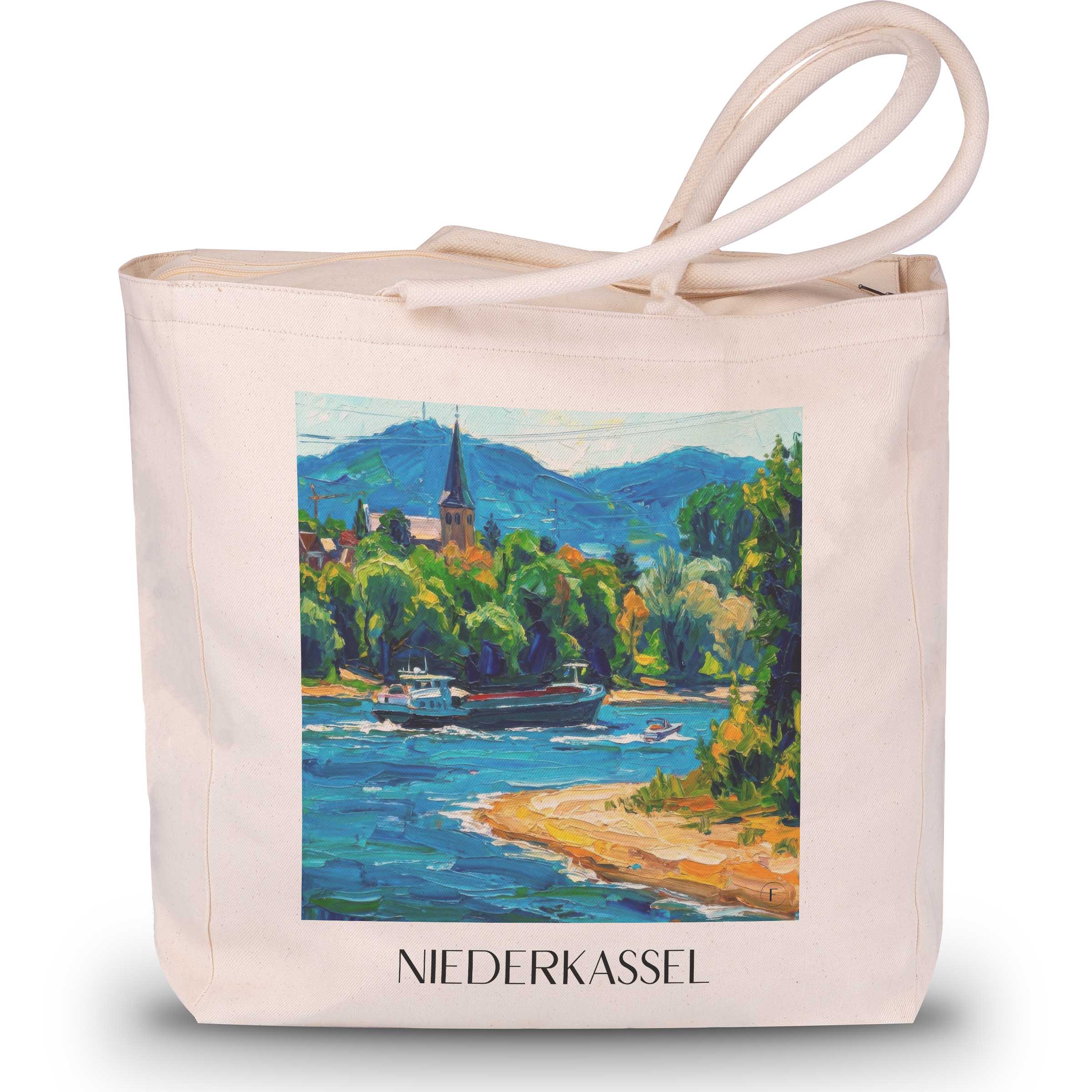 Niederkassel Shopping Tasche - Rheinland - Deutschland Tote Bag - Einkaufstasche im Ölgemälde Stil