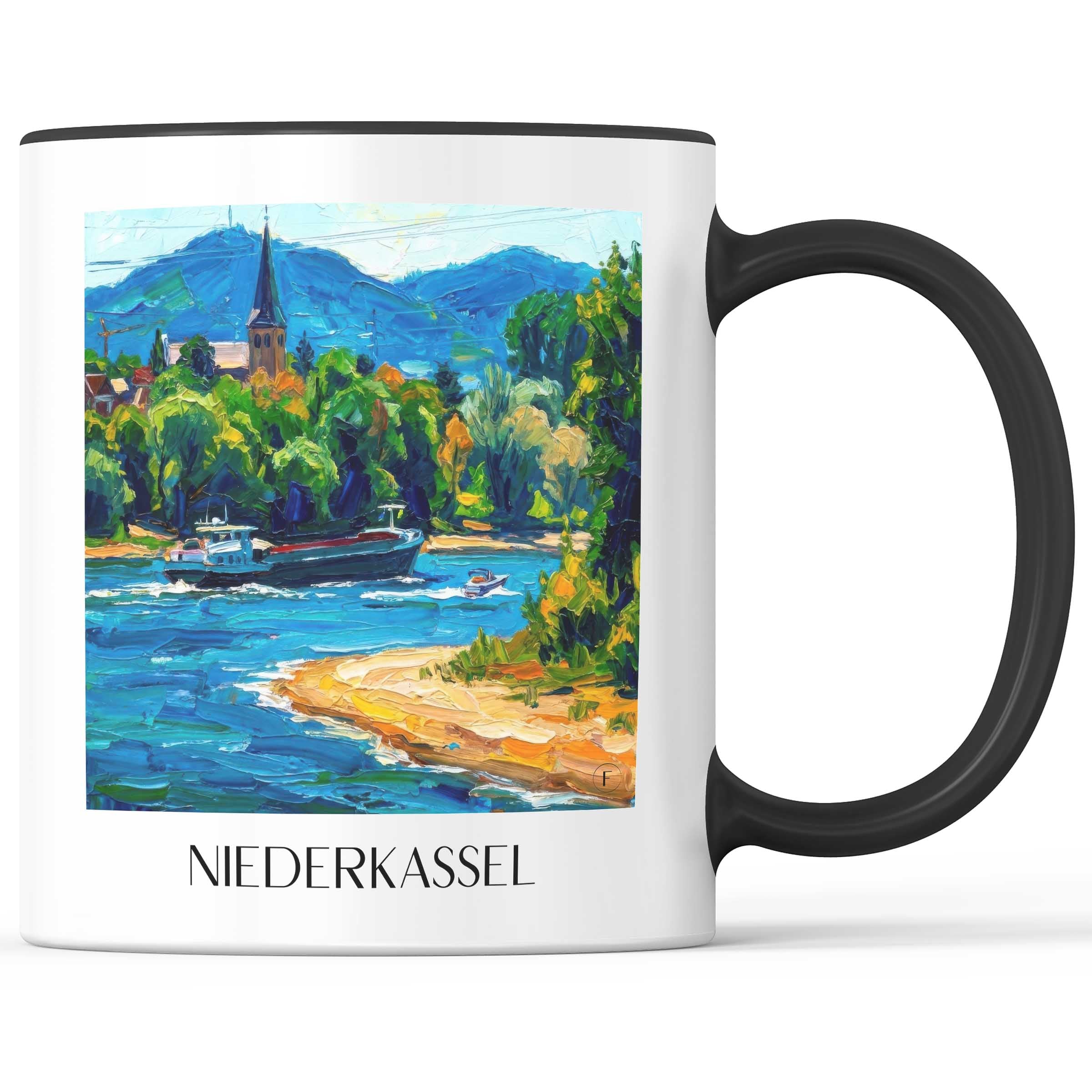 Niederkassel Kaffeebecher - Rheinland - Deutschland Becher - Kaffeetasse im Ölgemälde Stil
