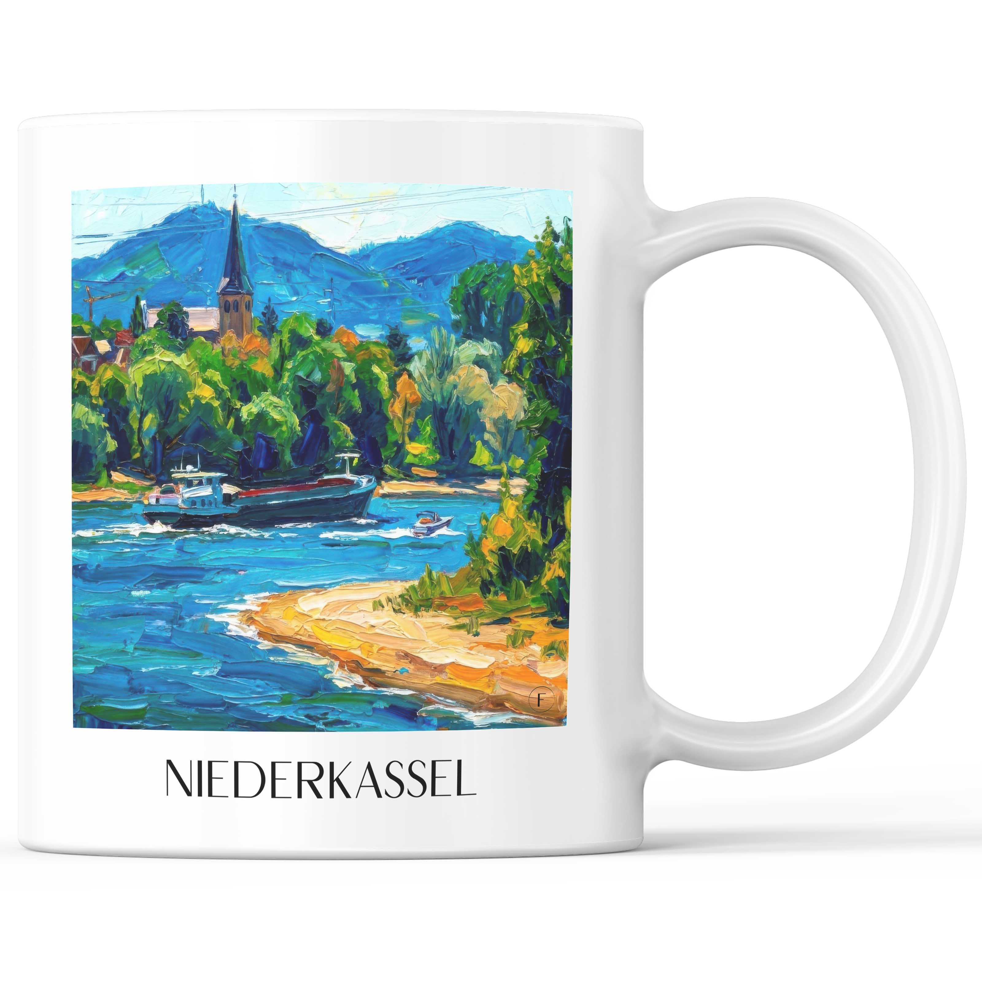 Niederkassel Kaffeebecher - Rheinland - Deutschland Becher - Kaffeetasse im Ölgemälde Stil