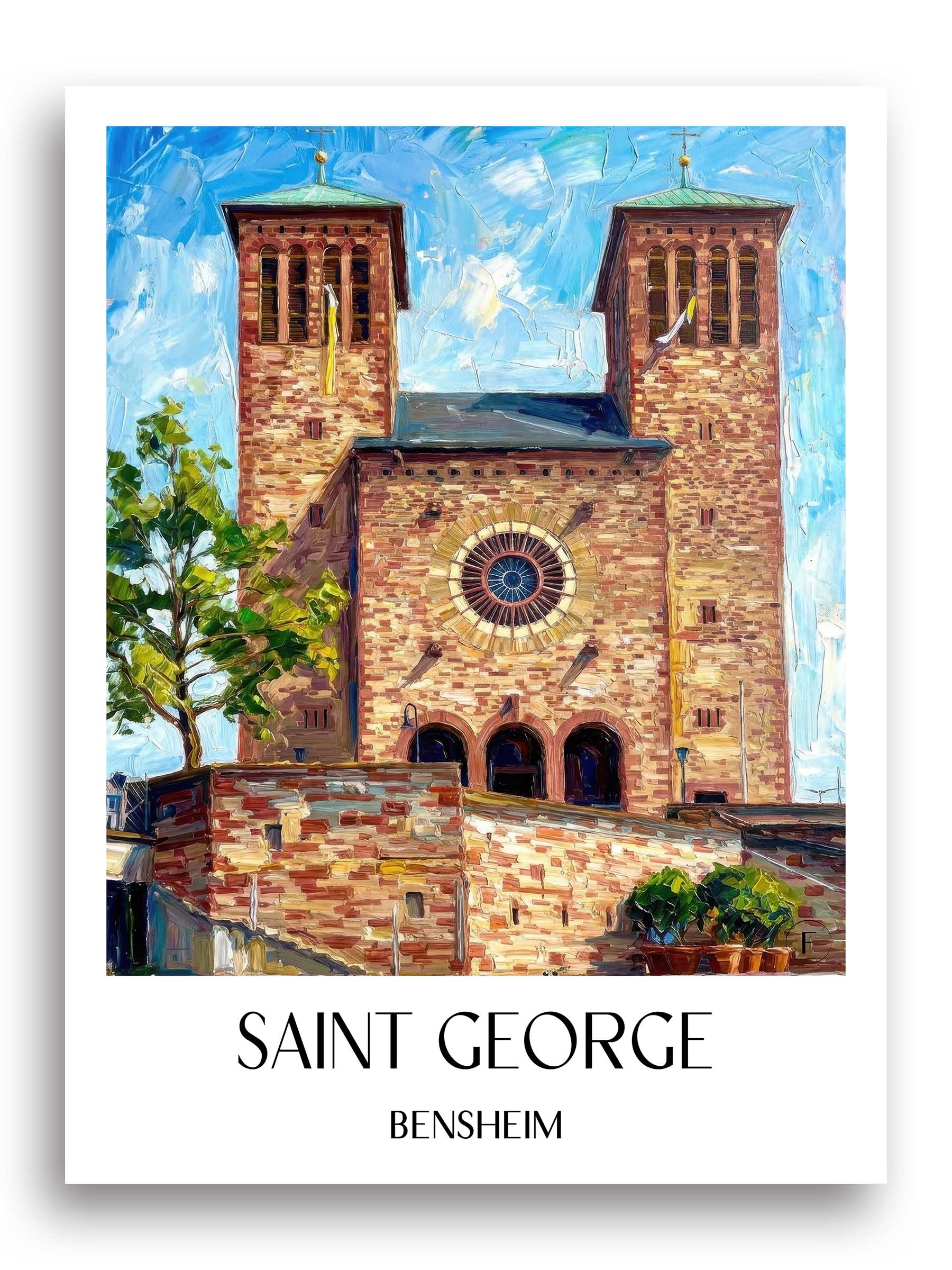 Sankt Georg Poster - Bensheim - Deutschland Kunstdruck - Ölgemälde von A4 bis A1