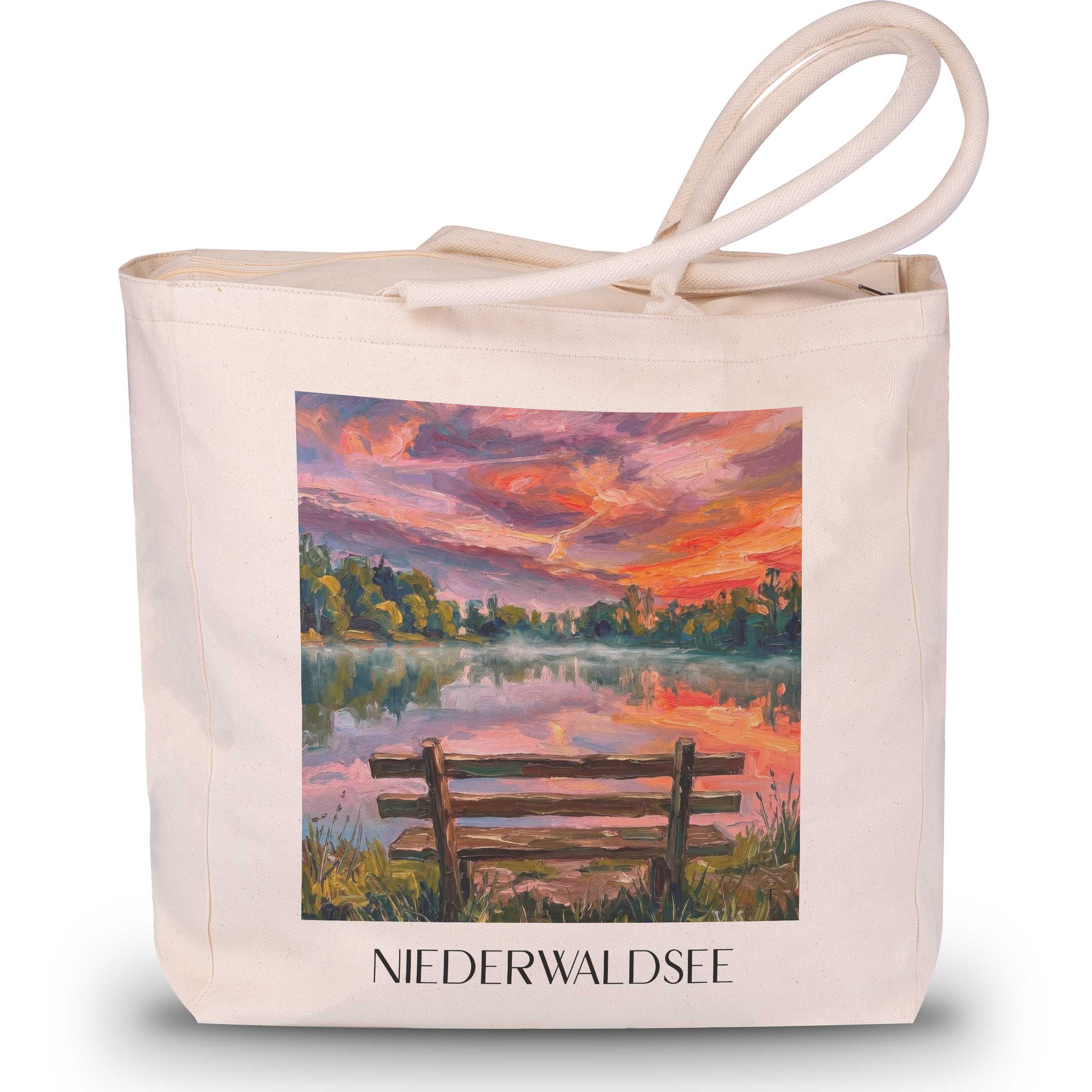 Niederwaldsee Shopping Tasche - Bensheim - Deutschland Tote Bag - Einkaufstasche im Ölgemälde Stil