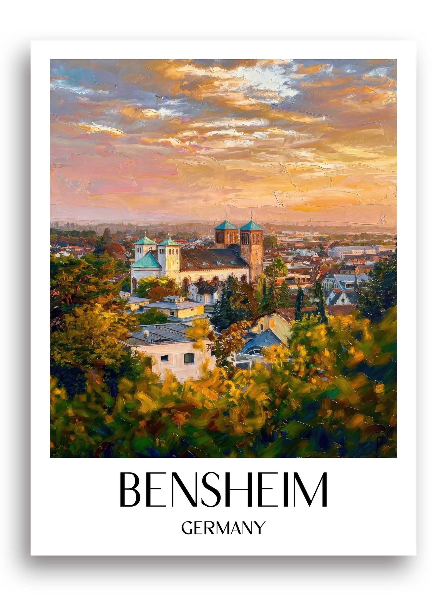 Bensheim Poster - Südhessen - Deutschland Kunstdruck - Ölgemälde von A4 bis A1